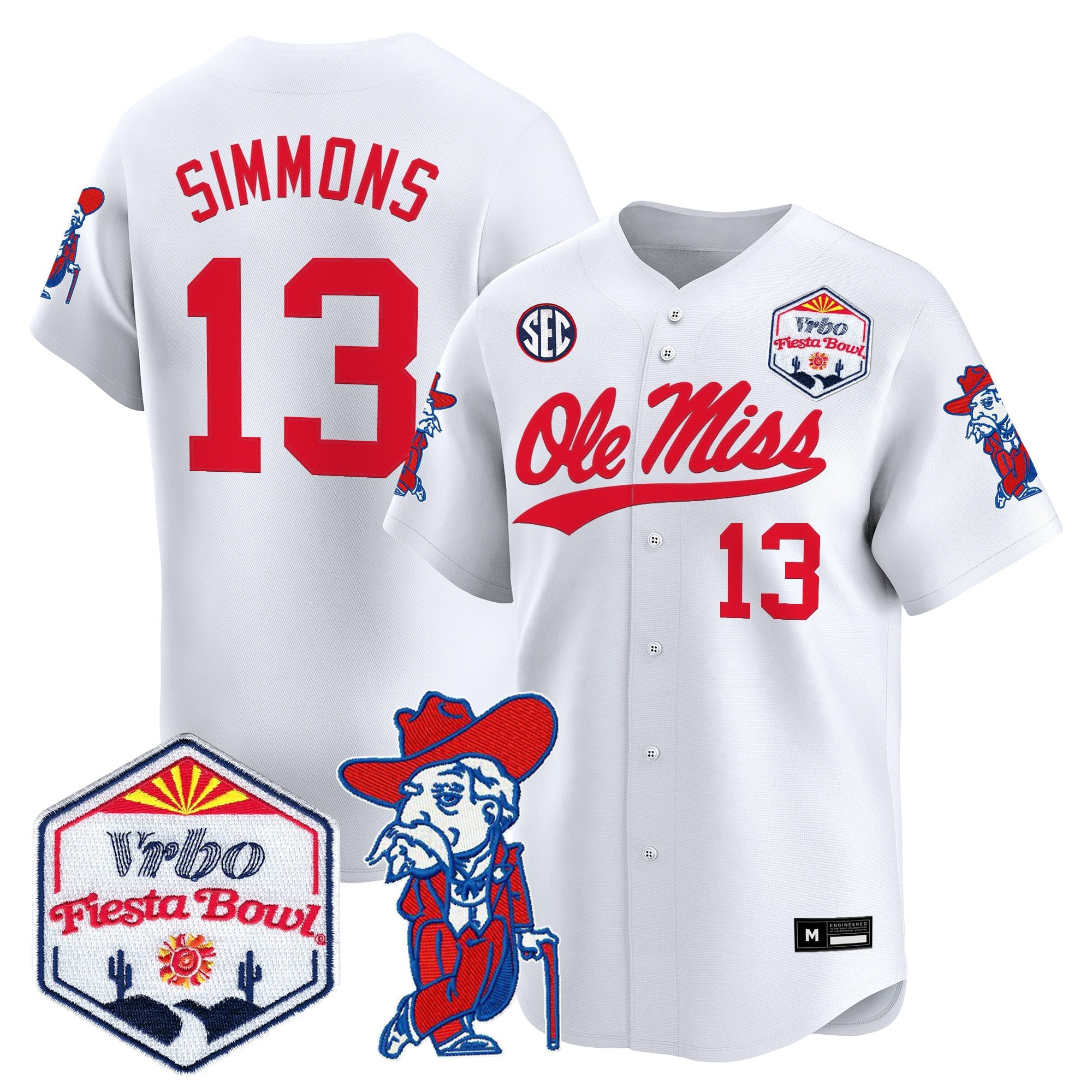 Men's Ole Miss Rebels 2026 The Fiesta Bowl Vapor Baseball Jersey - All Stitched