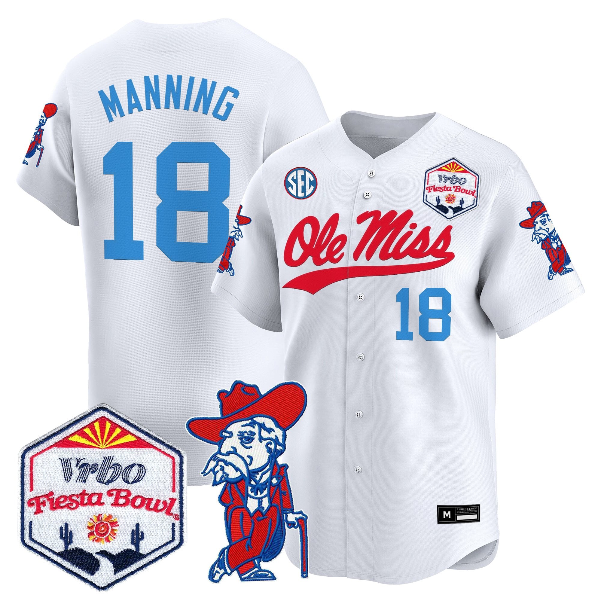 Men's Ole Miss Rebels 2026 The Fiesta Bowl Vapor Baseball Jersey - All Stitched