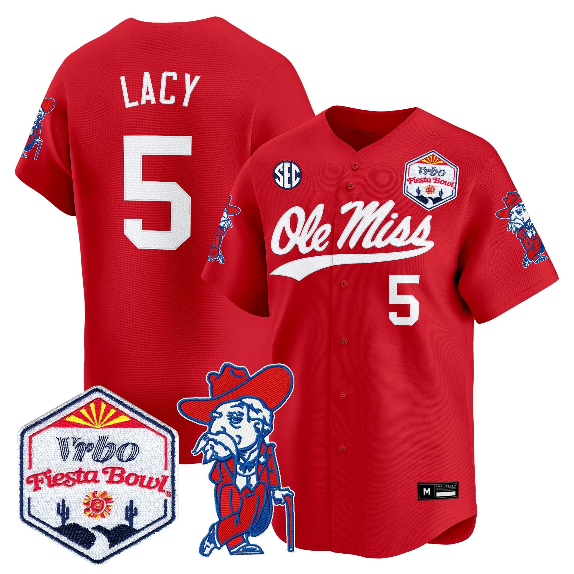 Men's Ole Miss Rebels 2026 The Fiesta Bowl Vapor Baseball Jersey - All Stitched