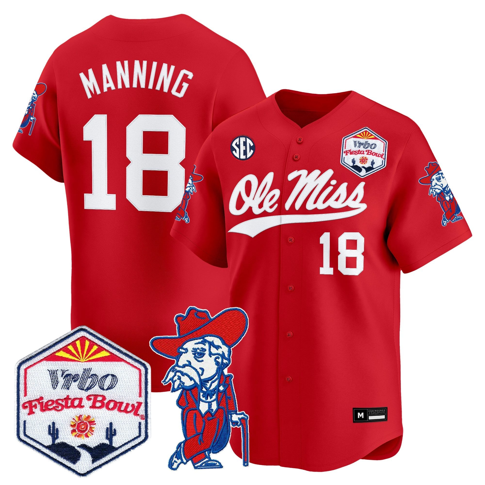 Men's Ole Miss Rebels 2026 The Fiesta Bowl Vapor Baseball Jersey - All Stitched