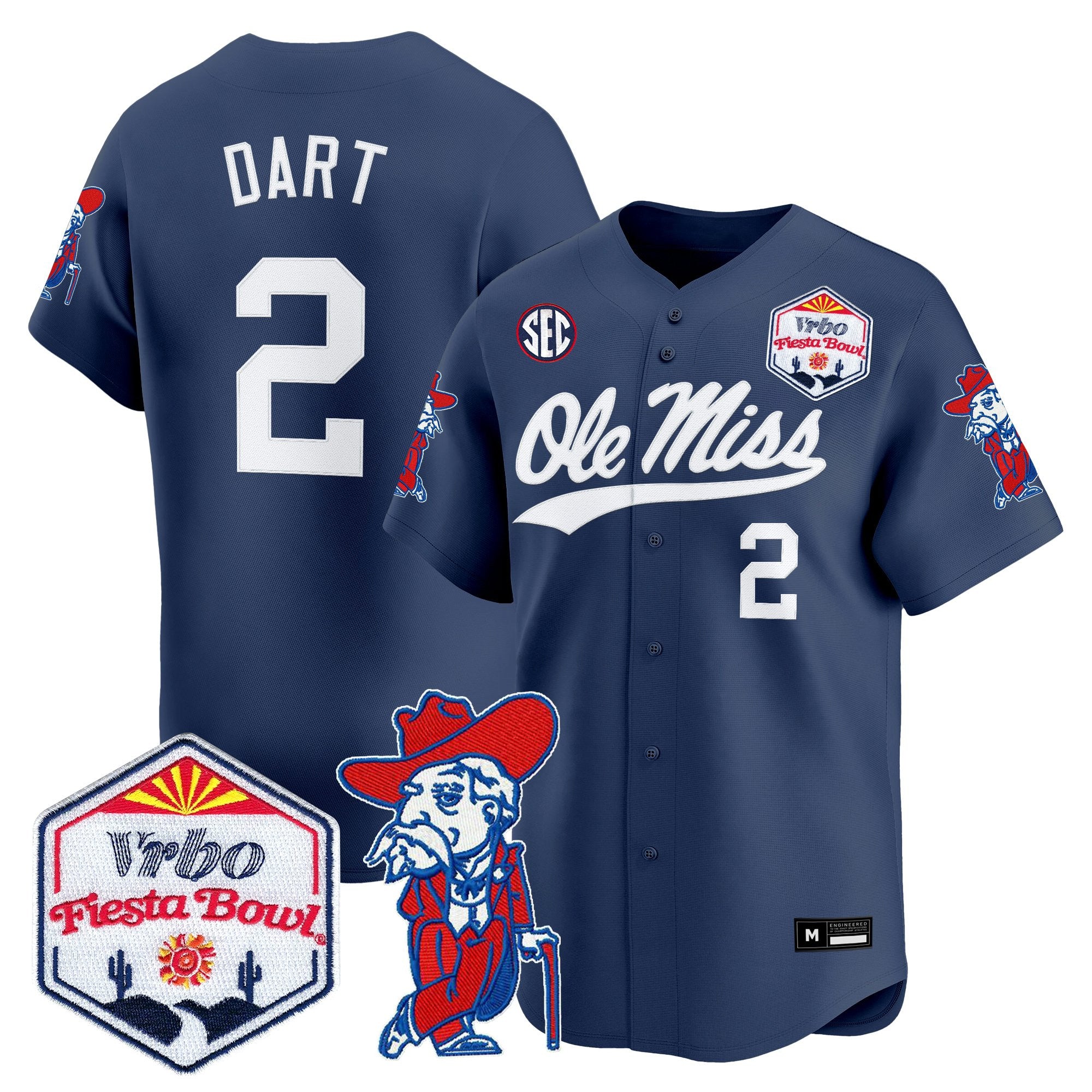 Men's Ole Miss Rebels 2026 The Fiesta Bowl Vapor Baseball Jersey - All Stitched