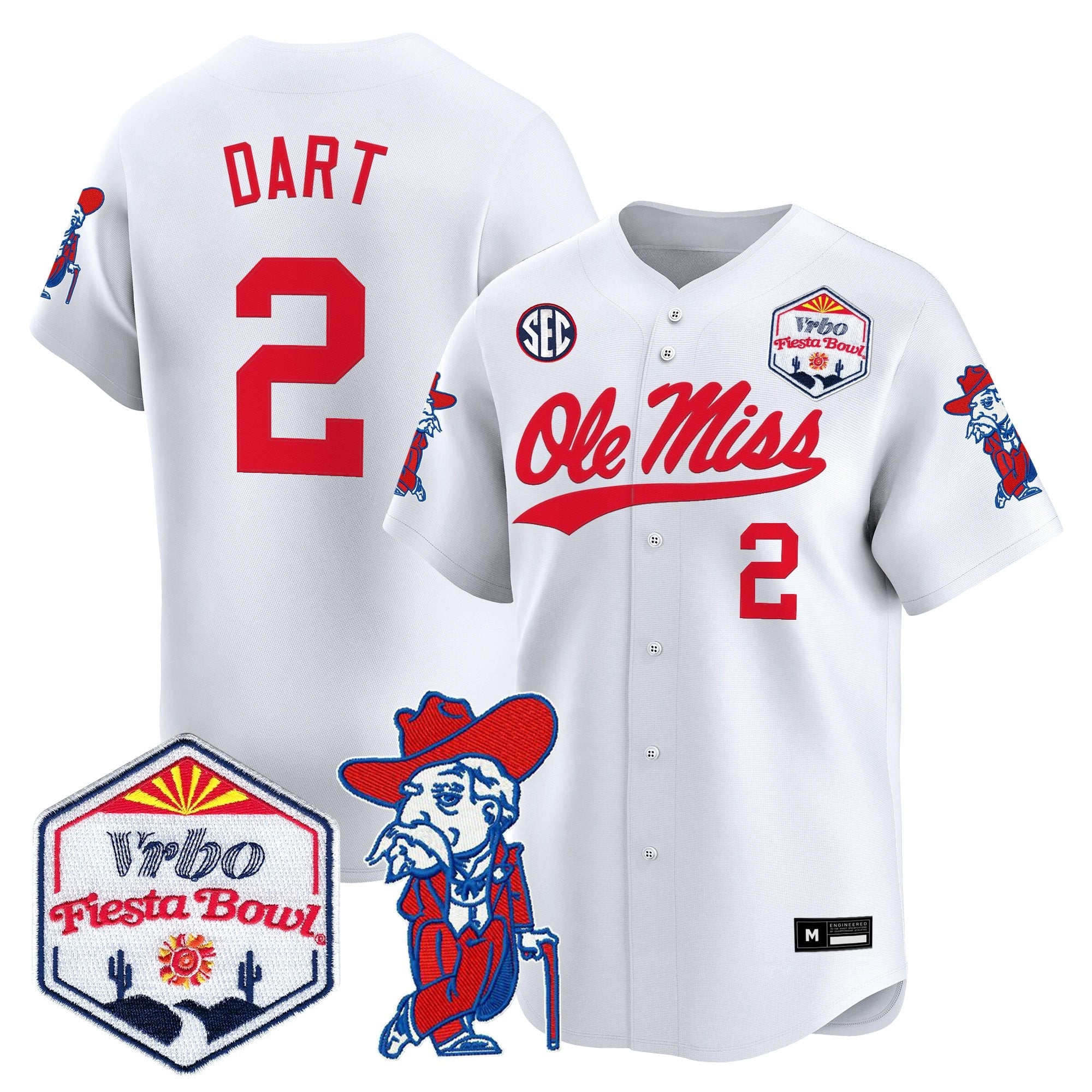 Men's Ole Miss Rebels 2026 The Fiesta Bowl Vapor Baseball Jersey - All Stitched