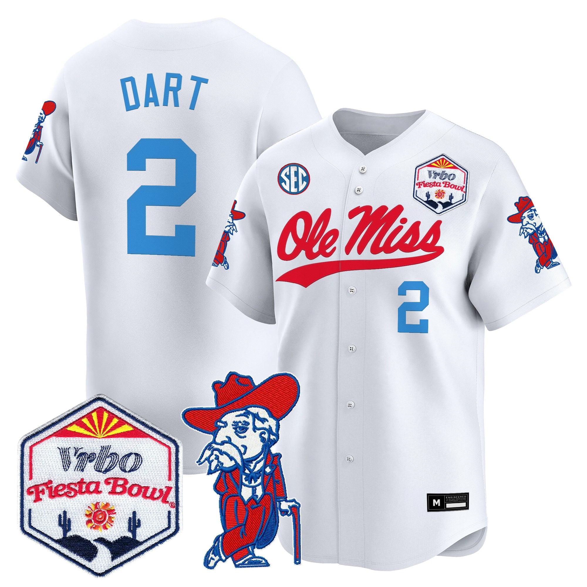 Men's Ole Miss Rebels 2026 The Fiesta Bowl Vapor Baseball Jersey - All Stitched