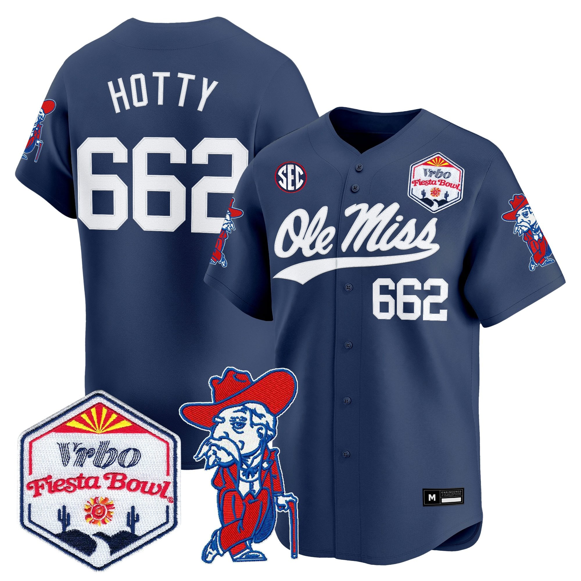 Men's Ole Miss Rebels 2026 The Fiesta Bowl Vapor Baseball Jersey - All Stitched