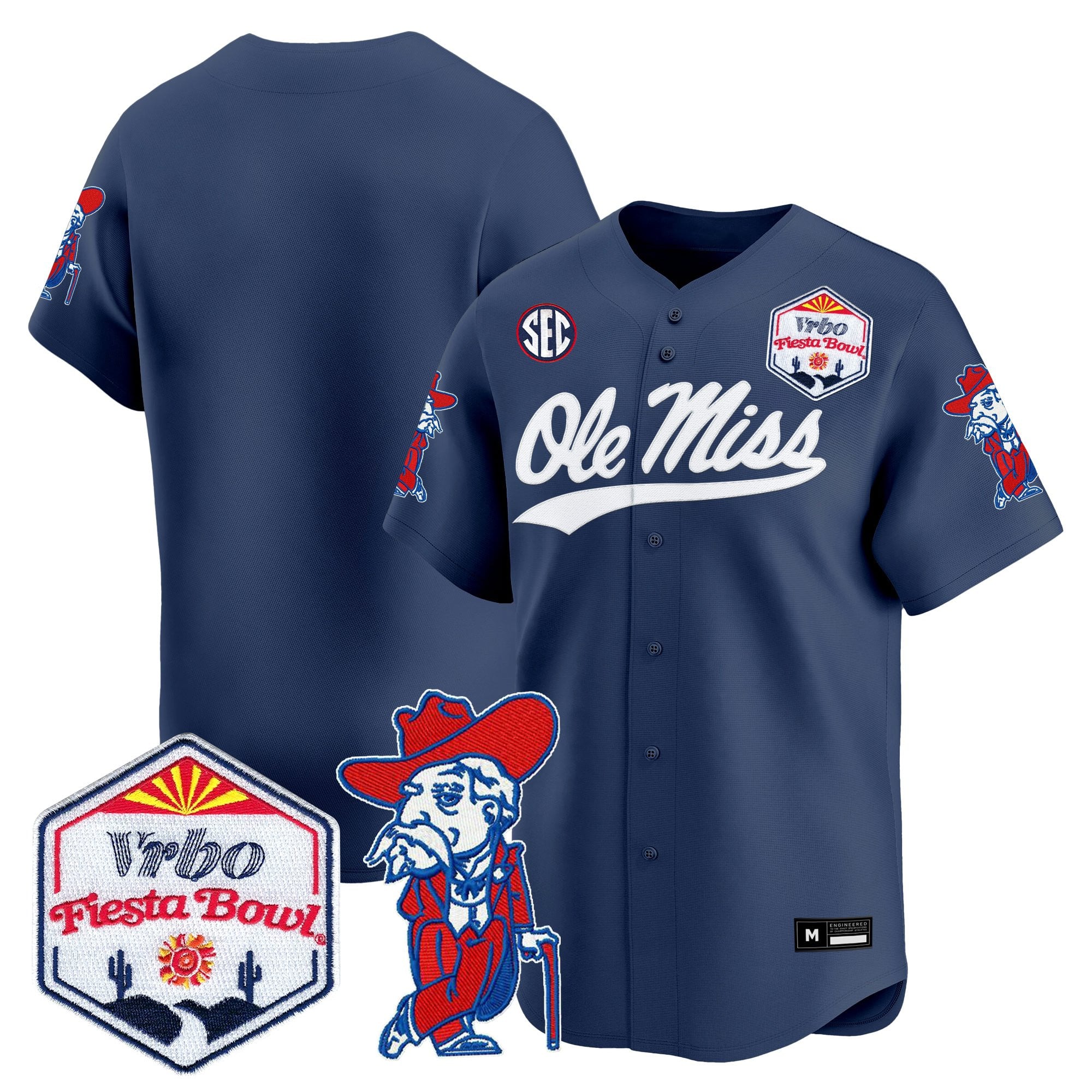 Men's Ole Miss Rebels 2026 The Fiesta Bowl Vapor Baseball Jersey - All Stitched