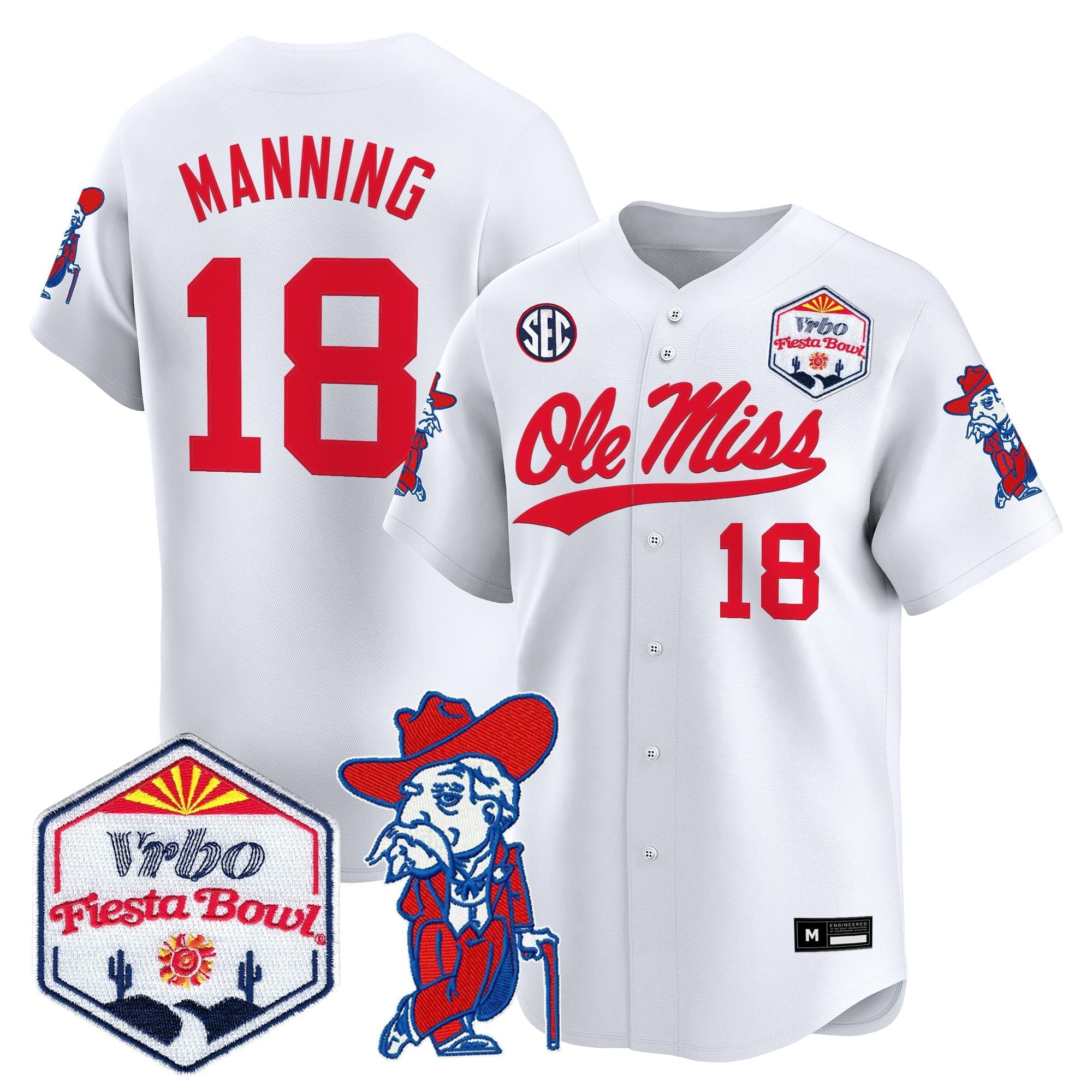 Men's Ole Miss Rebels 2026 The Fiesta Bowl Vapor Baseball Jersey - All Stitched