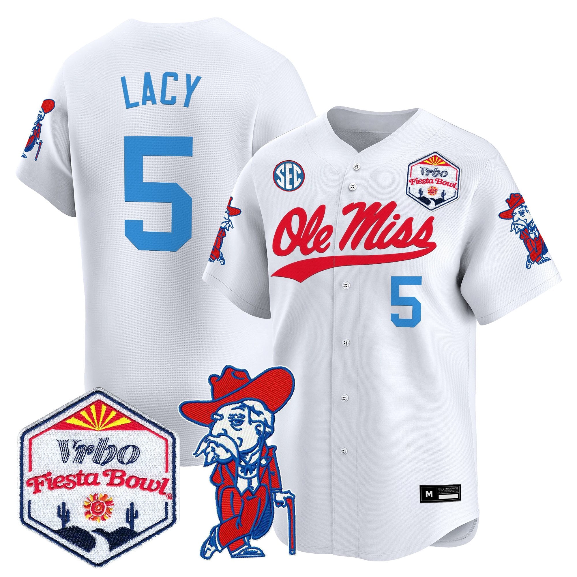 Men's Ole Miss Rebels 2026 The Fiesta Bowl Vapor Baseball Jersey - All Stitched