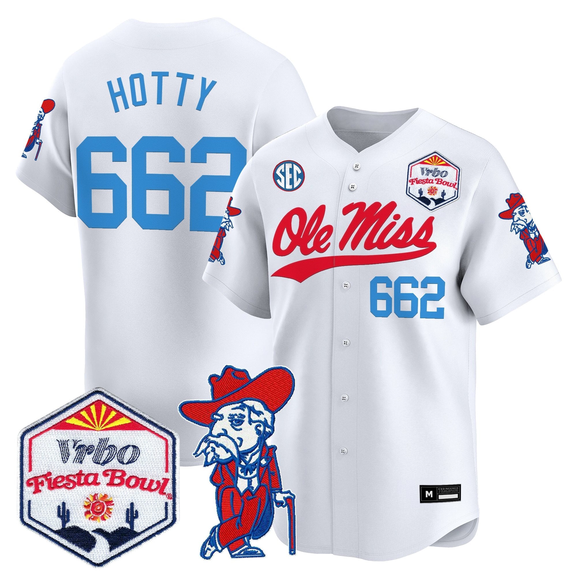 Men's Ole Miss Rebels 2026 The Fiesta Bowl Vapor Baseball Jersey - All Stitched
