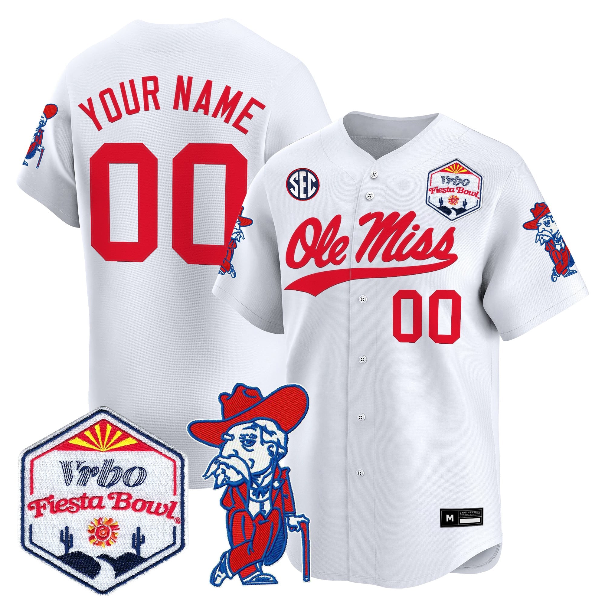 Ole Miss Rebels 2026 The Fiesta Bowl Vapor Baseball Custom Jersey - All Stitched