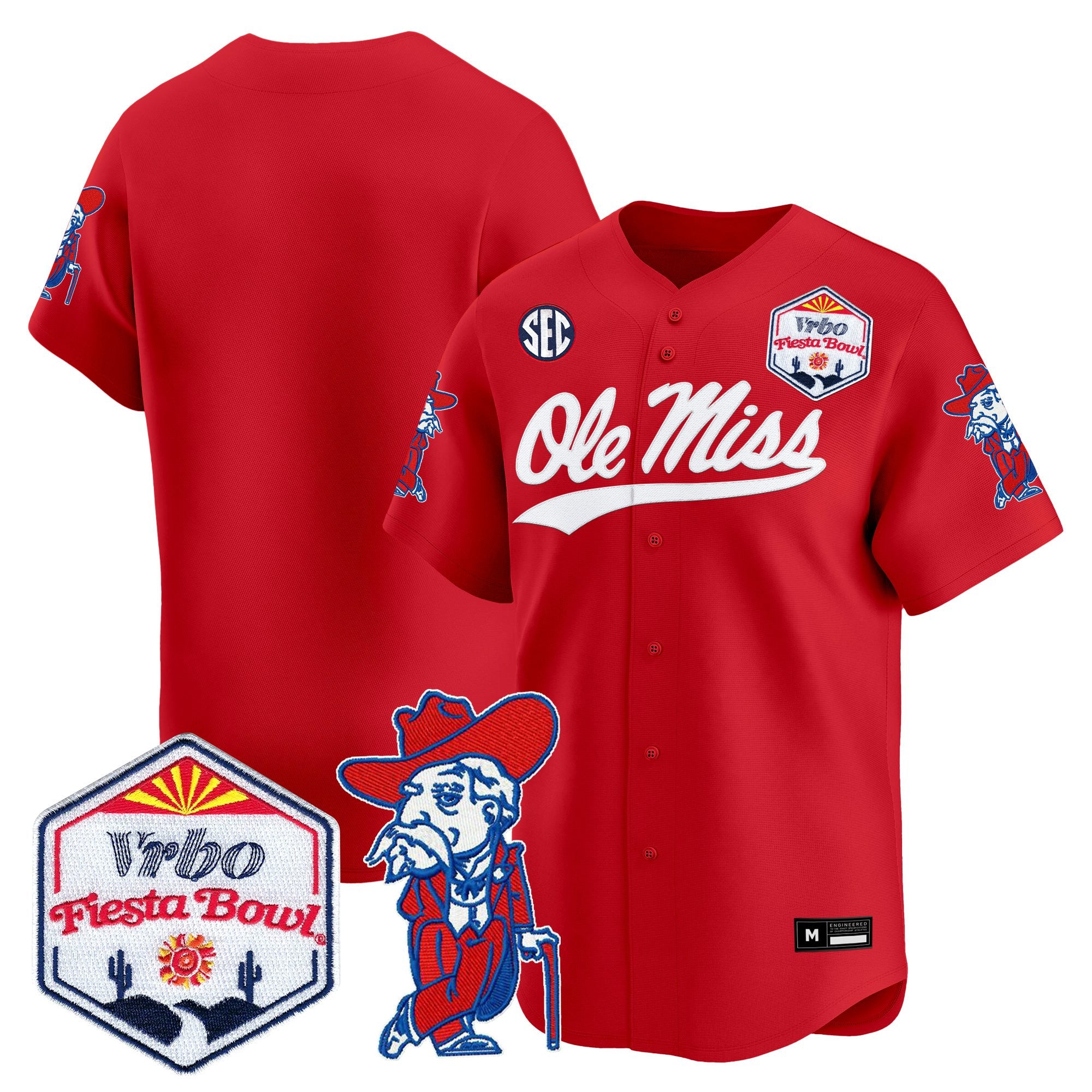 Men's Ole Miss Rebels 2026 The Fiesta Bowl Vapor Baseball Jersey - All Stitched