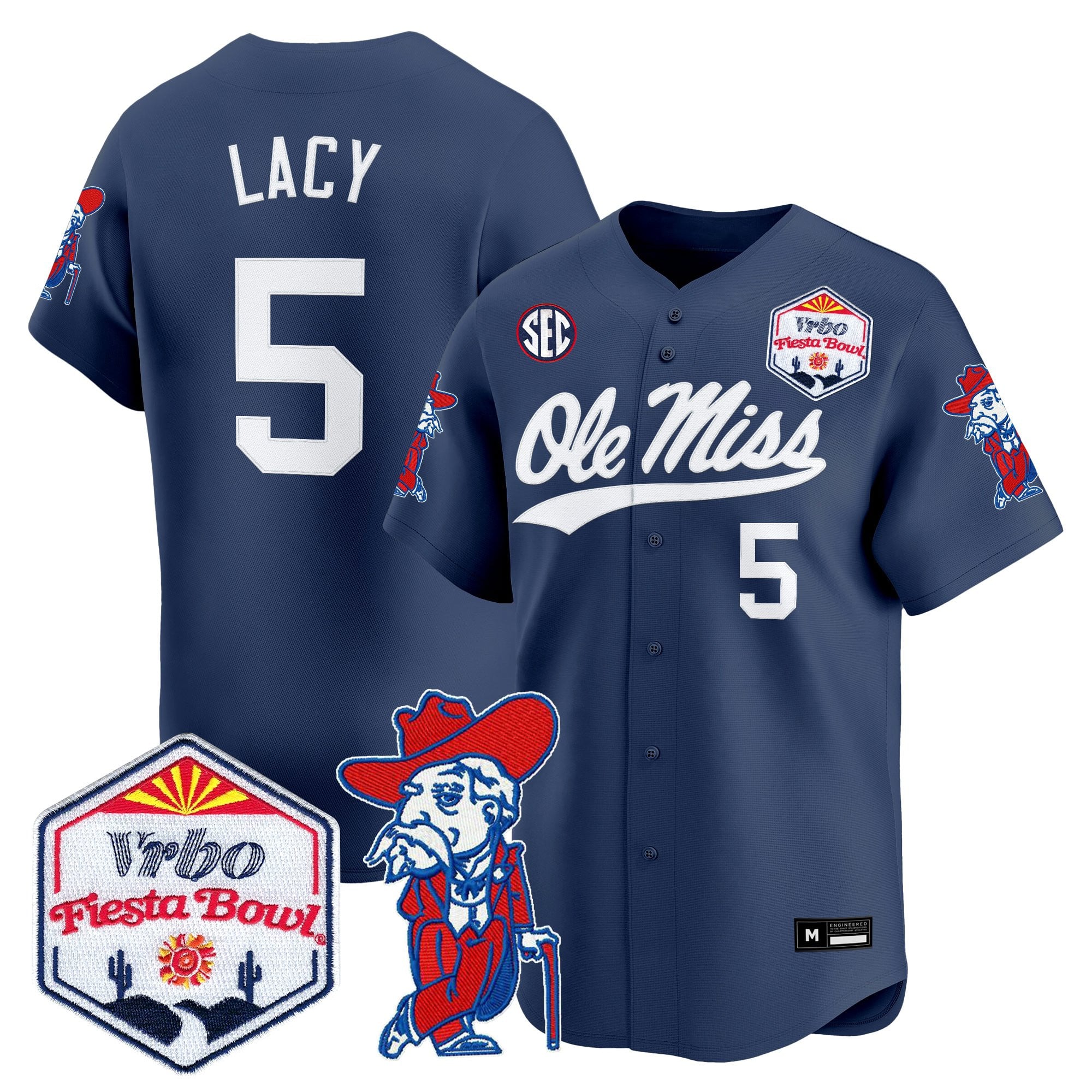 Men's Ole Miss Rebels 2026 The Fiesta Bowl Vapor Baseball Jersey - All Stitched