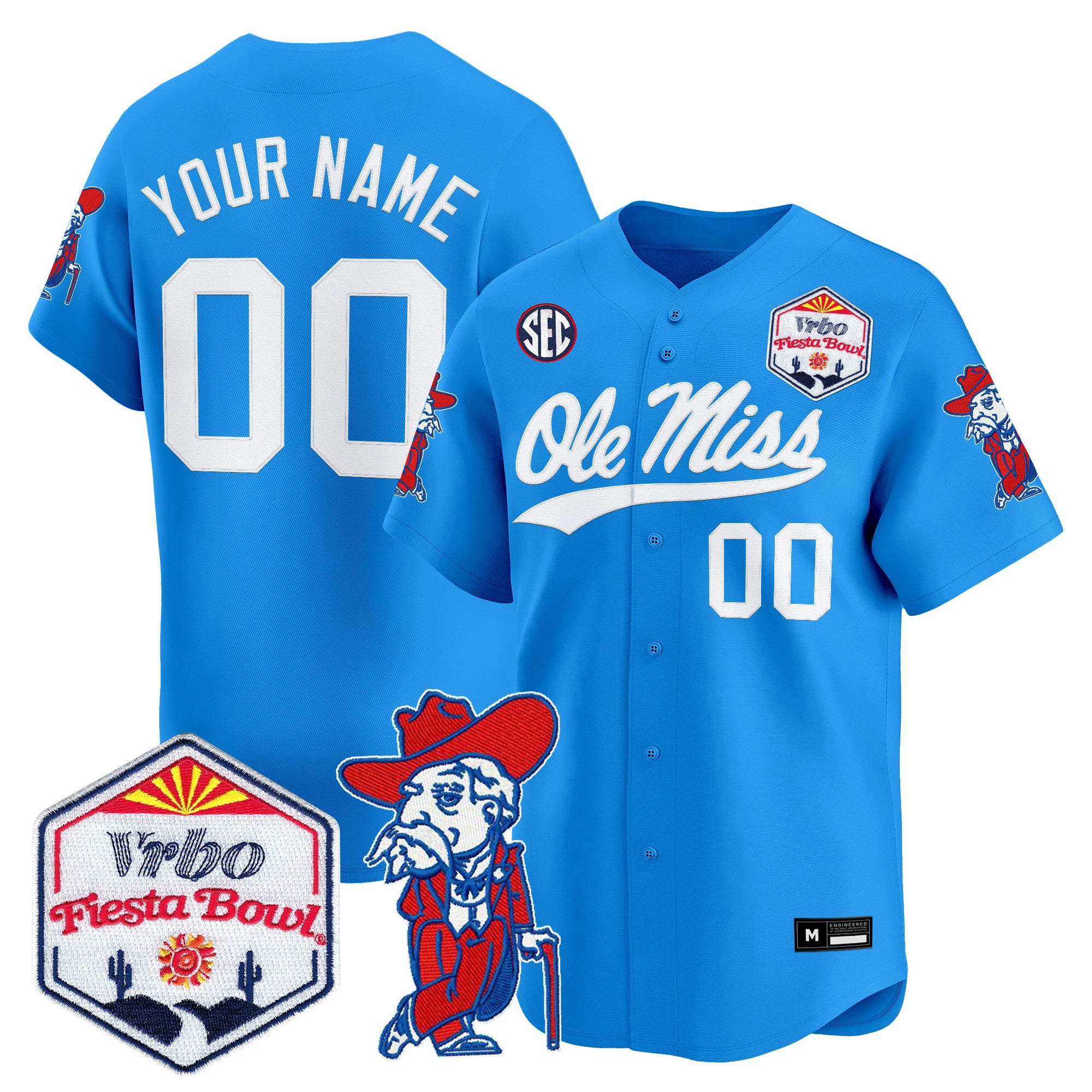 Ole Miss Rebels 2026 The Fiesta Bowl Vapor Baseball Custom Jersey - All Stitched