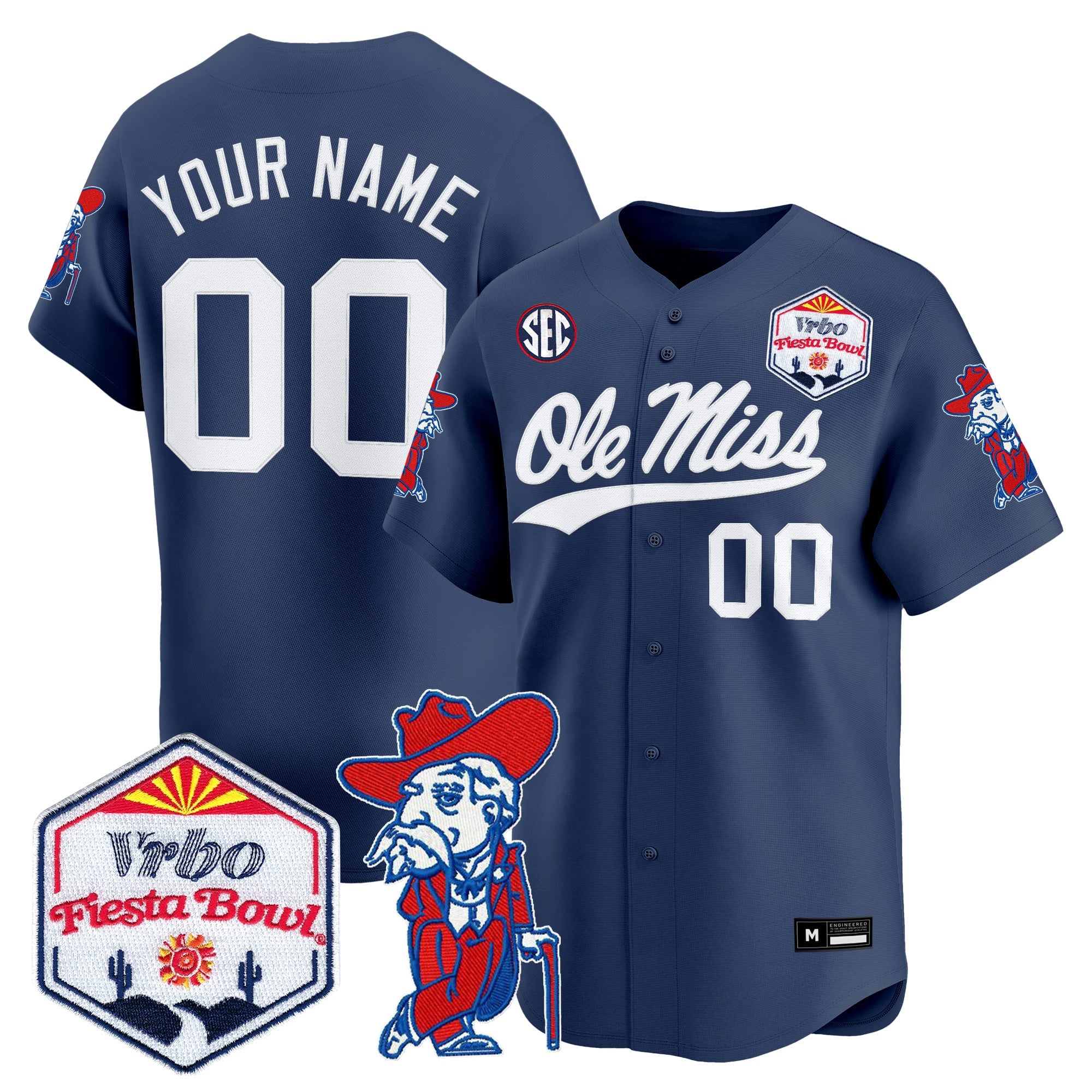 Ole Miss Rebels 2026 The Fiesta Bowl Vapor Baseball Custom Jersey - All Stitched