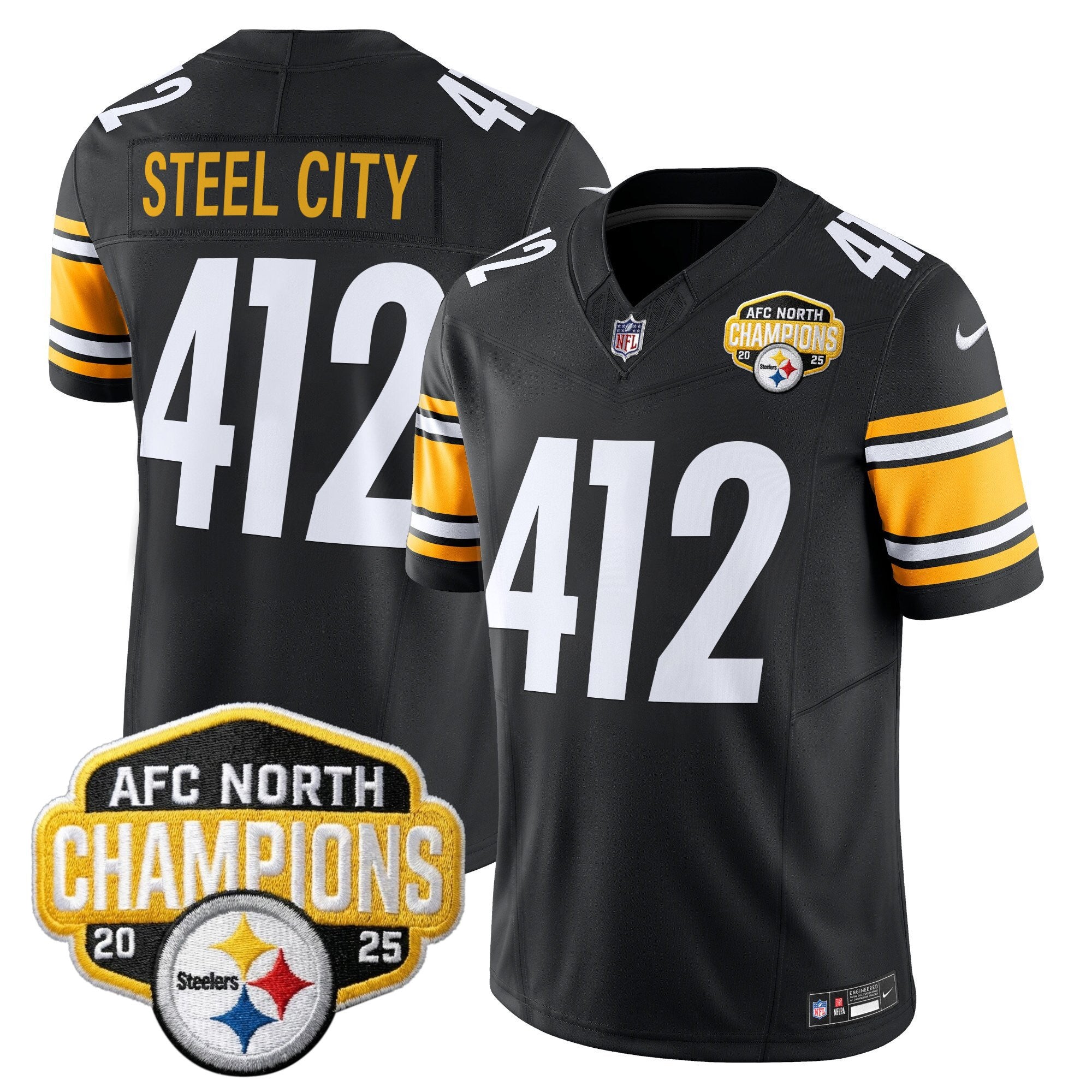 Men's Pittsburgh Steelers 2025 AFC North Division Champions Vapor Limited Jersey - All Stitched