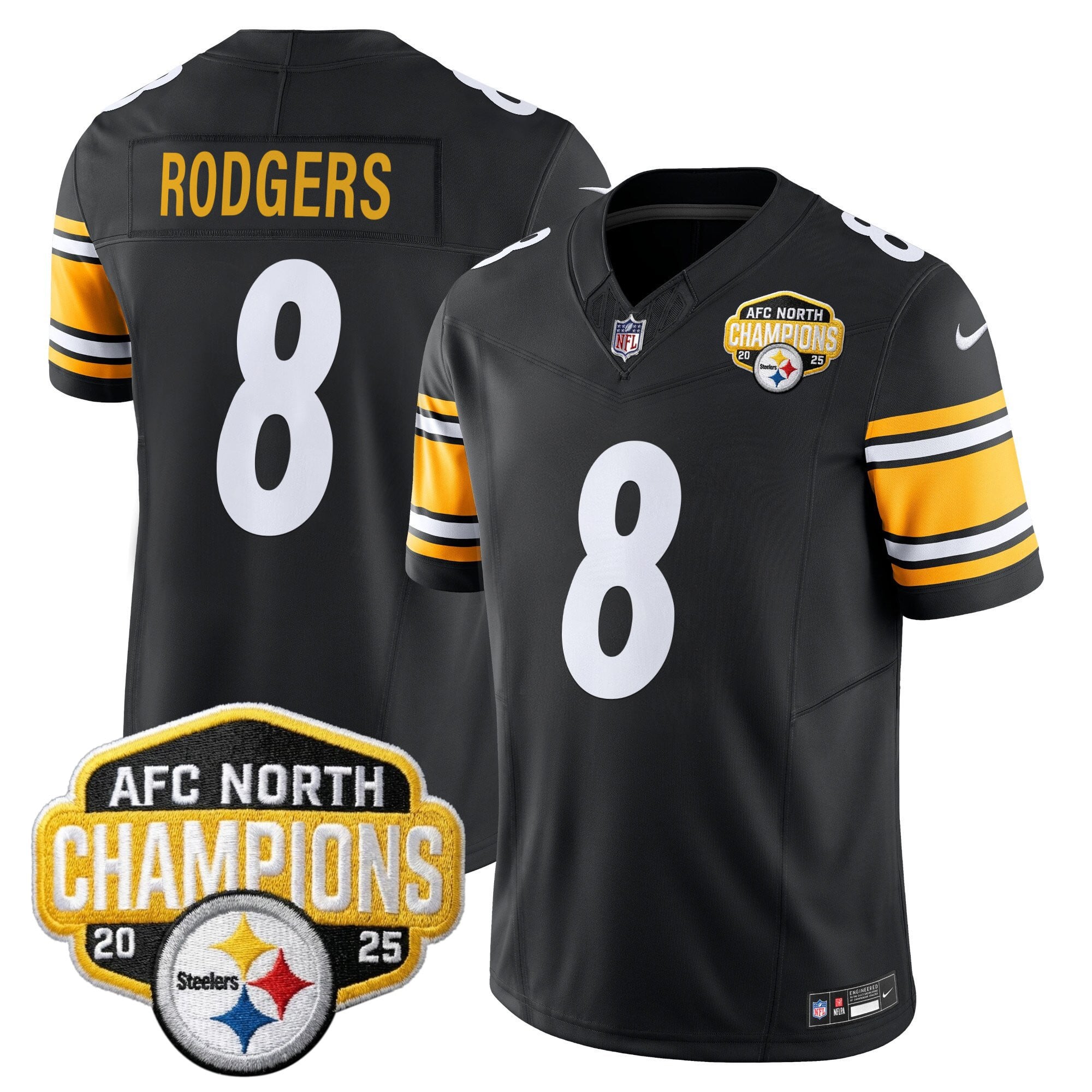 Men's Pittsburgh Steelers 2025 AFC North Division Champions Vapor Limited Jersey - All Stitched