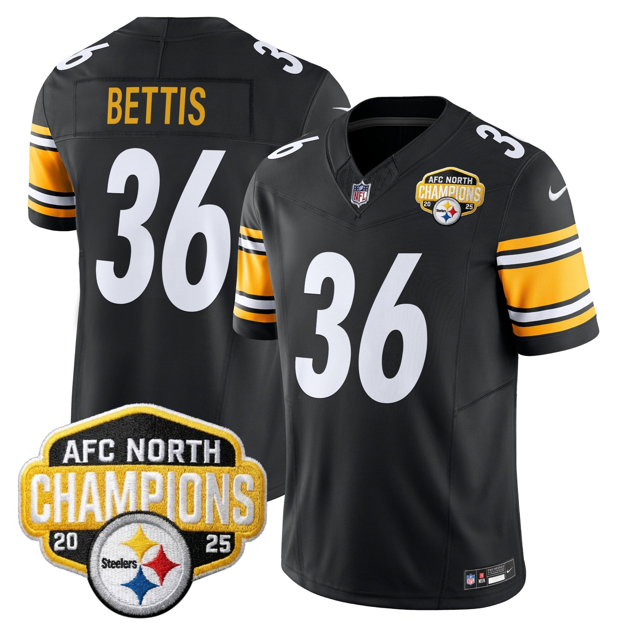 Men's Pittsburgh Steelers 2025 AFC North Division Champions Vapor Limited Jersey - All Stitched