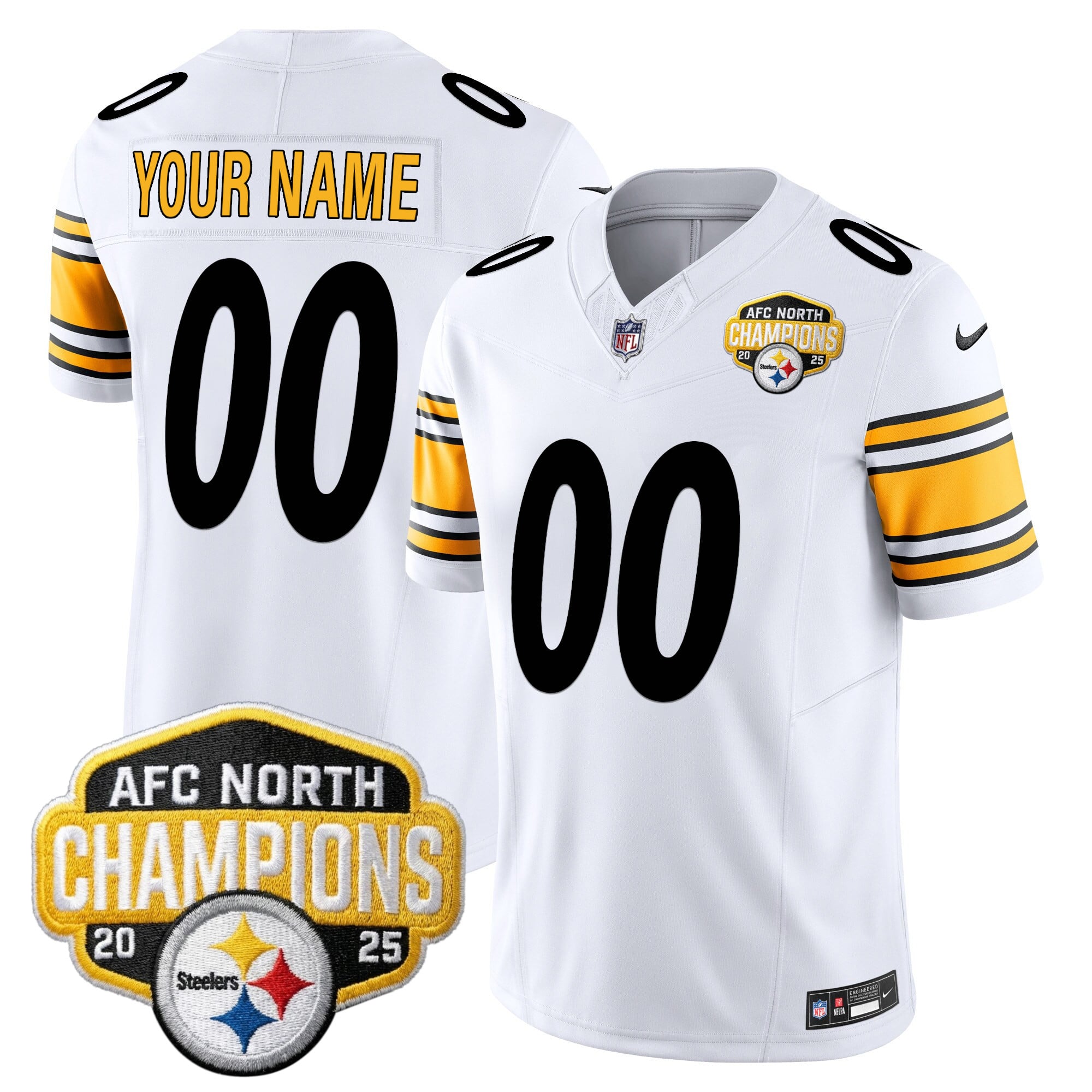 Pittsburgh Steelers 2025 AFC North Division Champions Vapor Limited Custom Jersey - All Stitched