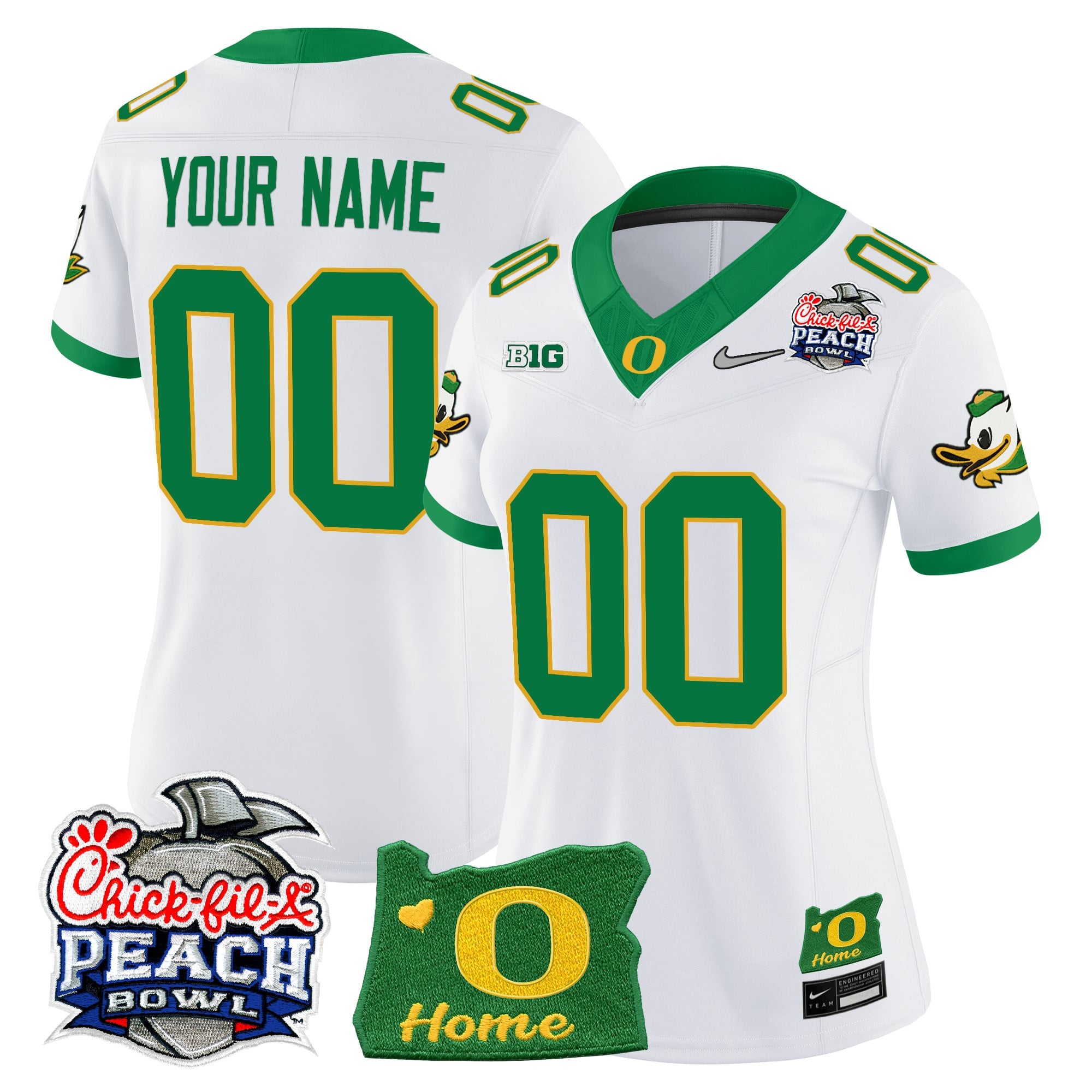 Oregon Ducks 2026 Peach Bowl & Oregon State Patch Vapor Limited Custom Jersey - All Stitched