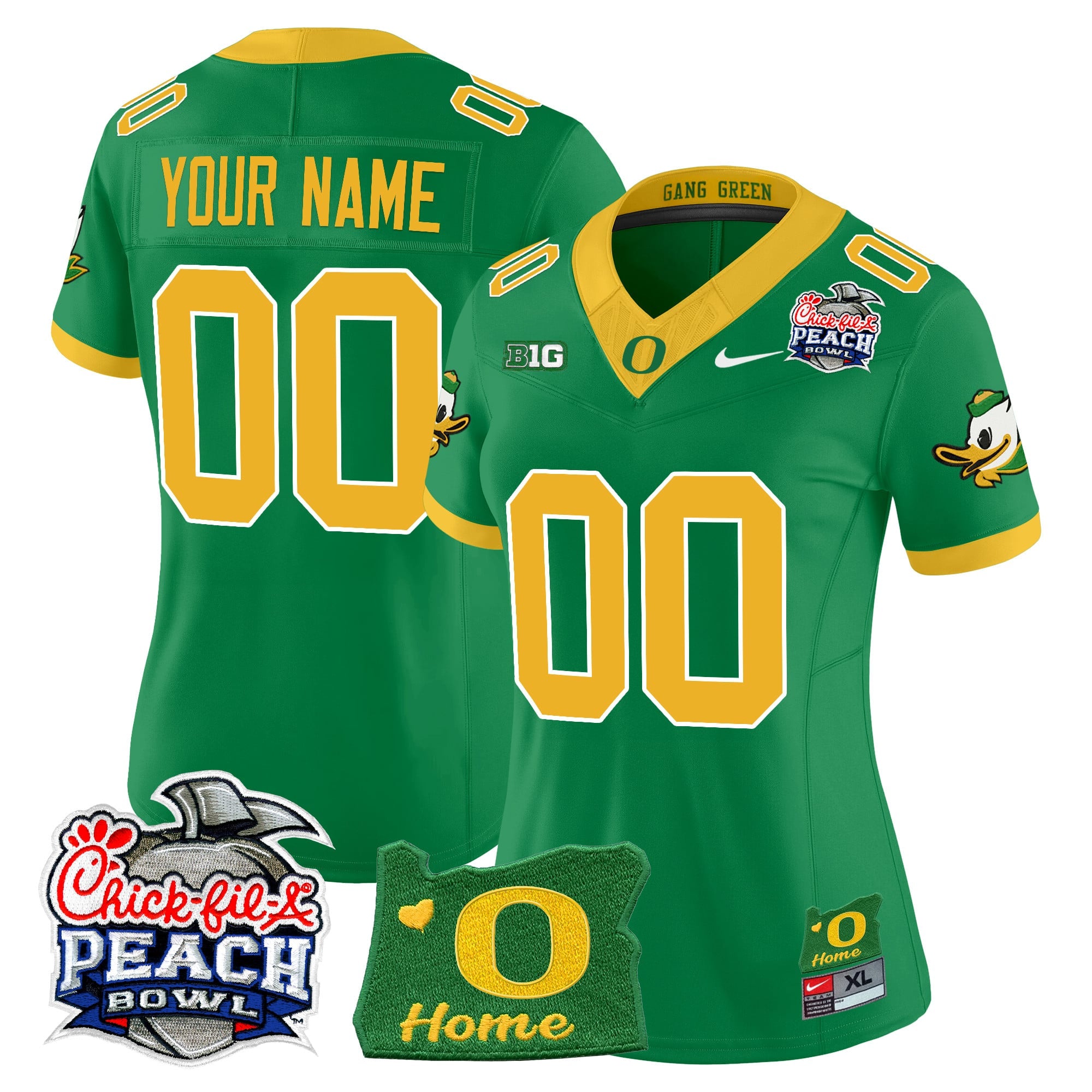 Oregon Ducks 2026 Peach Bowl & Oregon State Patch Vapor Limited Custom Jersey - All Stitched
