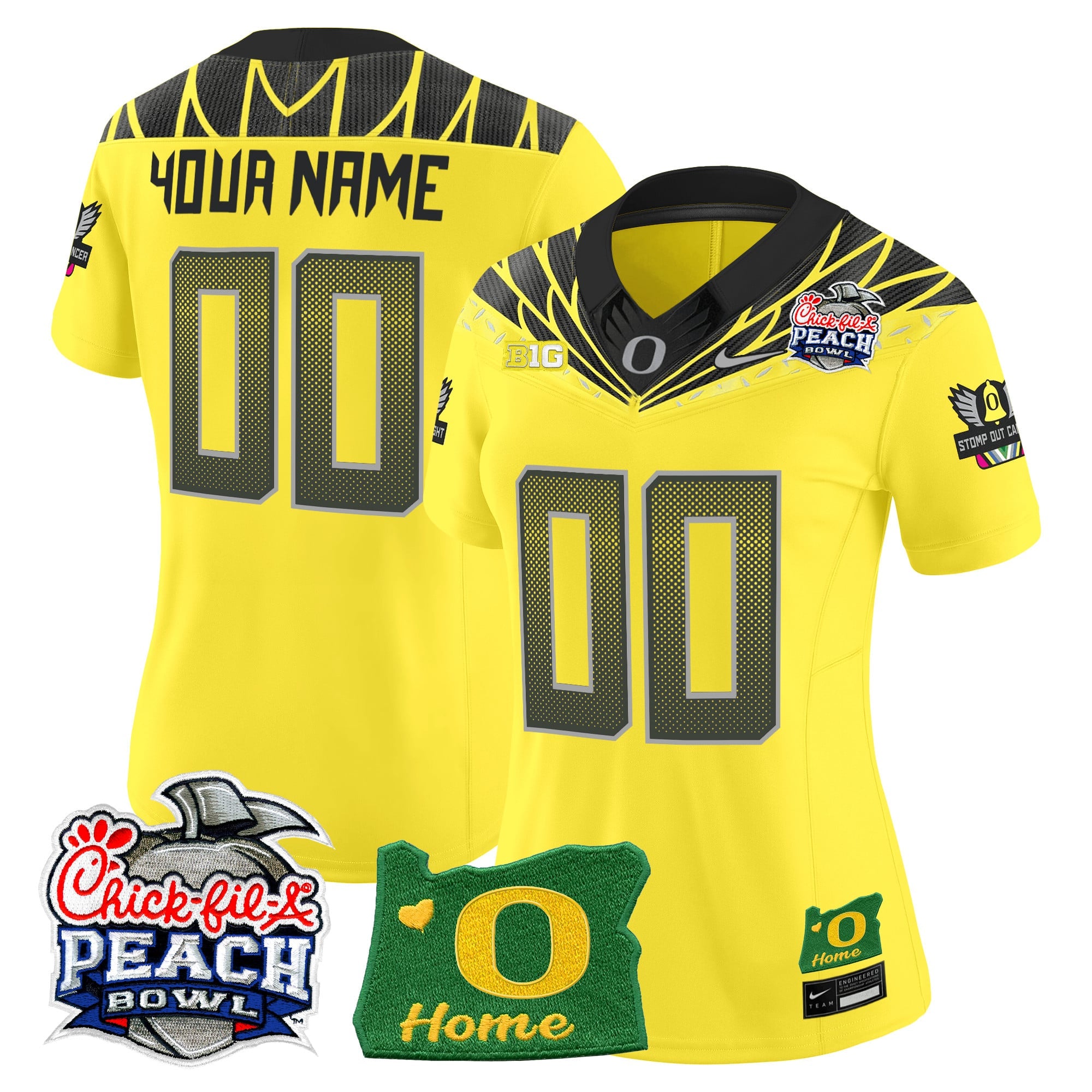 Oregon Ducks 2026 Peach Bowl & Oregon State Patch Vapor Limited Custom Jersey - All Stitched