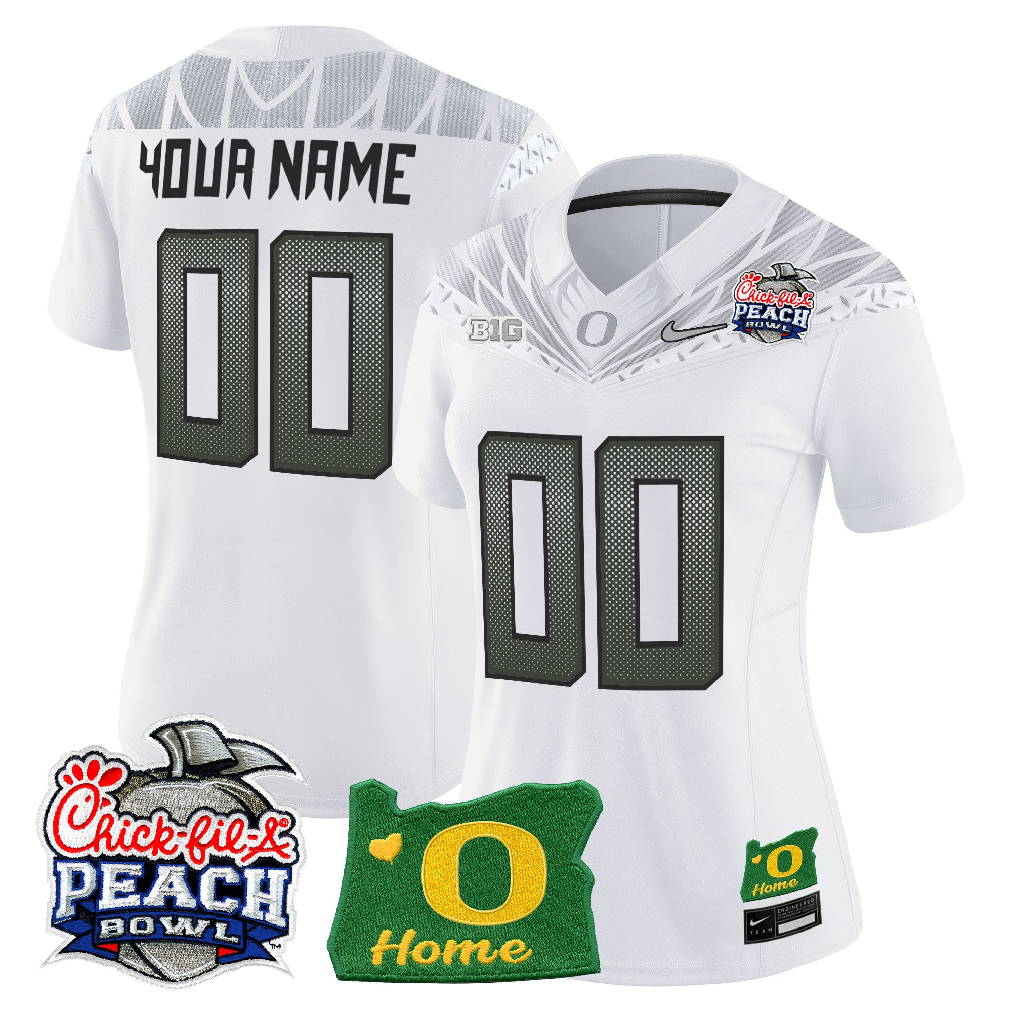 Oregon Ducks 2026 Peach Bowl & Oregon State Patch Vapor Limited Custom Jersey - All Stitched