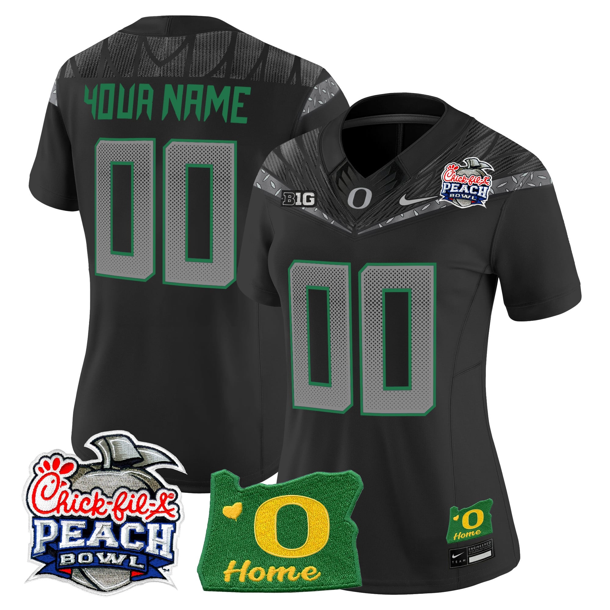 Oregon Ducks 2026 Peach Bowl & Oregon State Patch Vapor Limited Custom Jersey - All Stitched