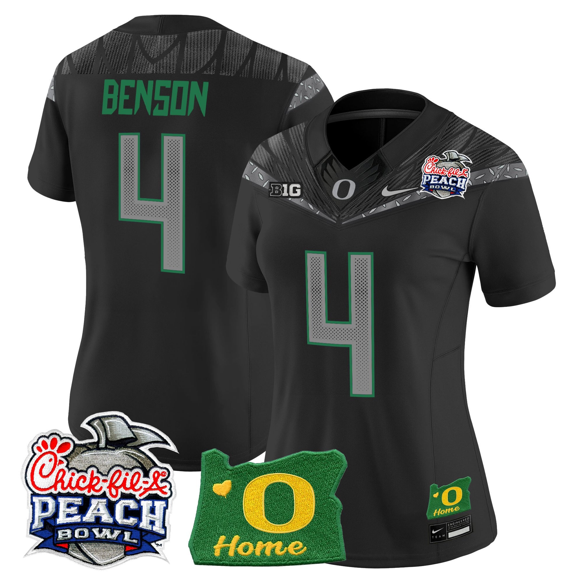 Women's Oregon Ducks 2026 Peach Bowl & Oregon State Patch Vapor Limited Jersey - All Stitched