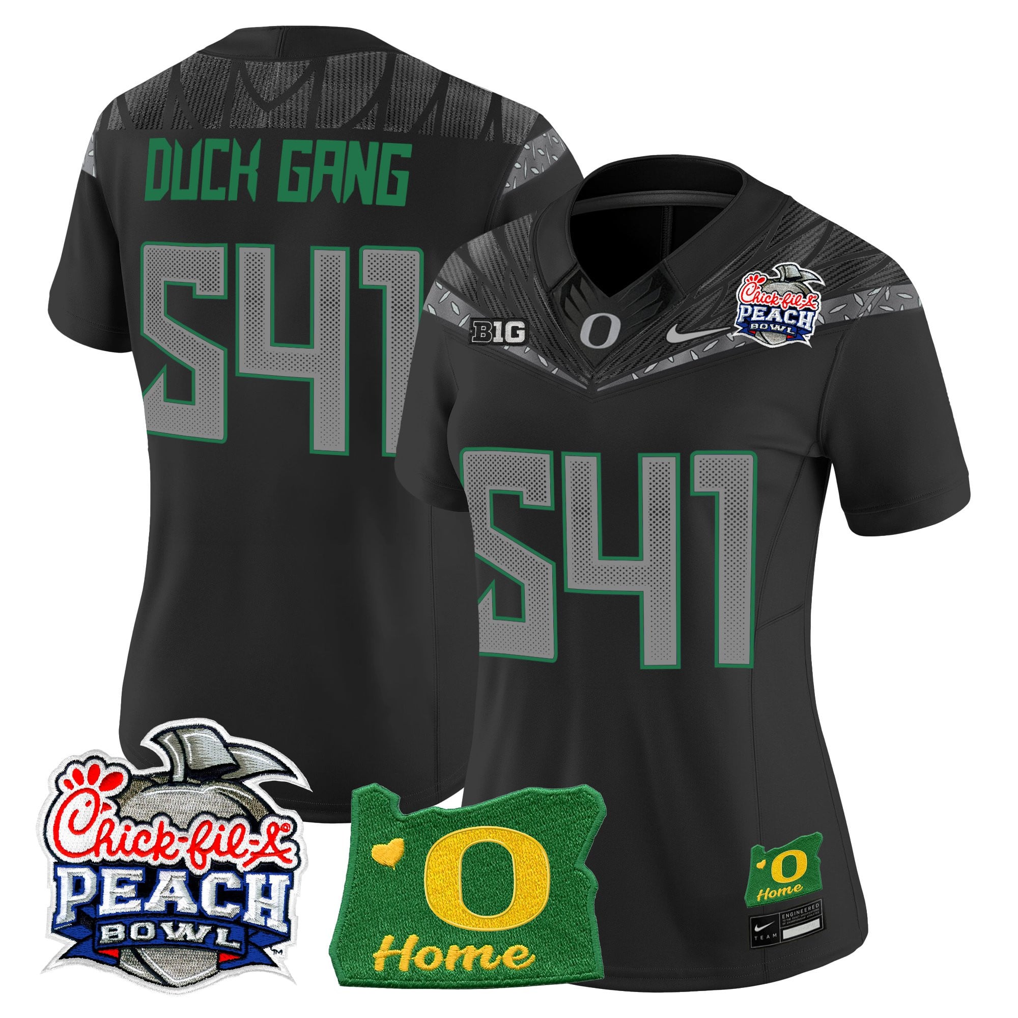 Women's Oregon Ducks 2026 Peach Bowl & Oregon State Patch Vapor Limited Jersey - All Stitched
