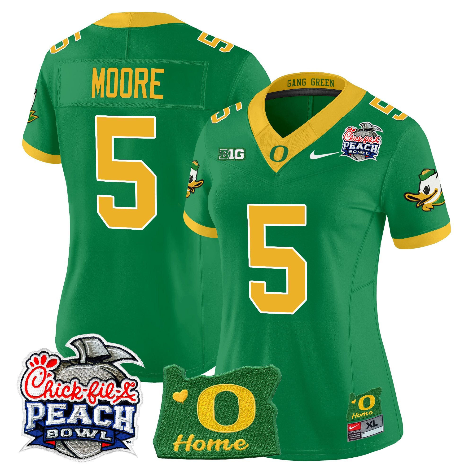Women's Oregon Ducks 2026 Peach Bowl & Oregon State Patch Vapor Limited Jersey - All Stitched