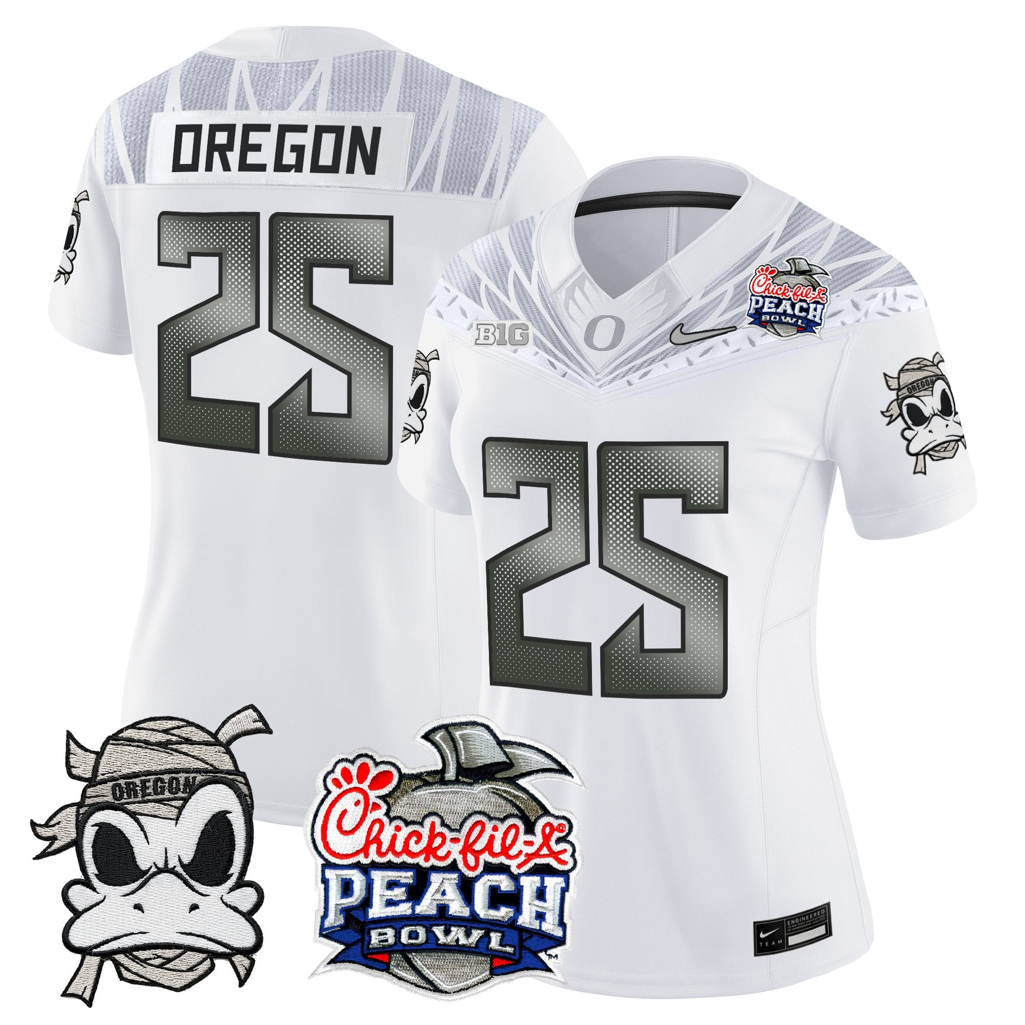 Women's Oregon Ducks "Mummy Duck" Vapor Limited Jersey - 2026 Peach Bowl Patch - All Stitched