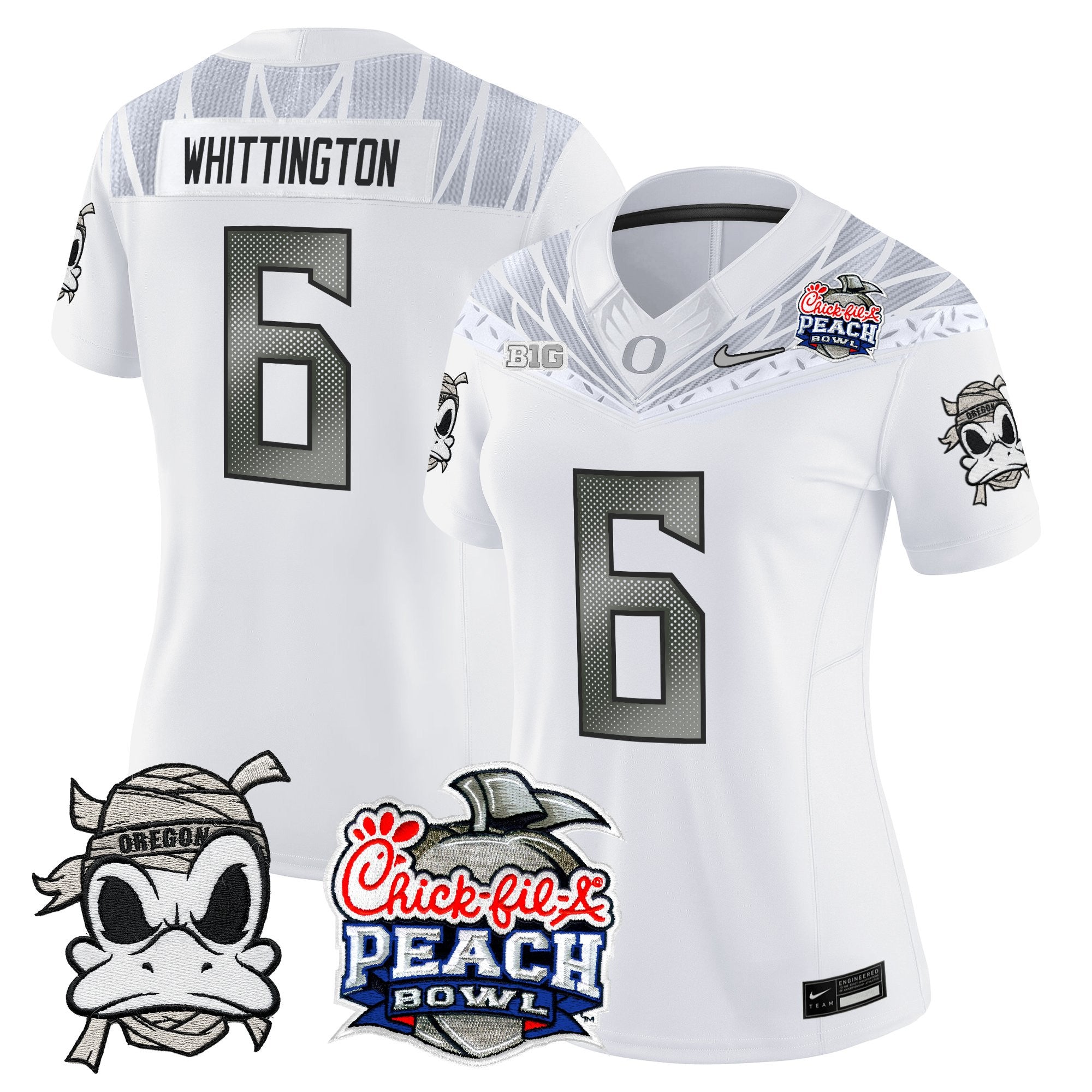 Women's Oregon Ducks "Mummy Duck" Vapor Limited Jersey - 2026 Peach Bowl Patch - All Stitched
