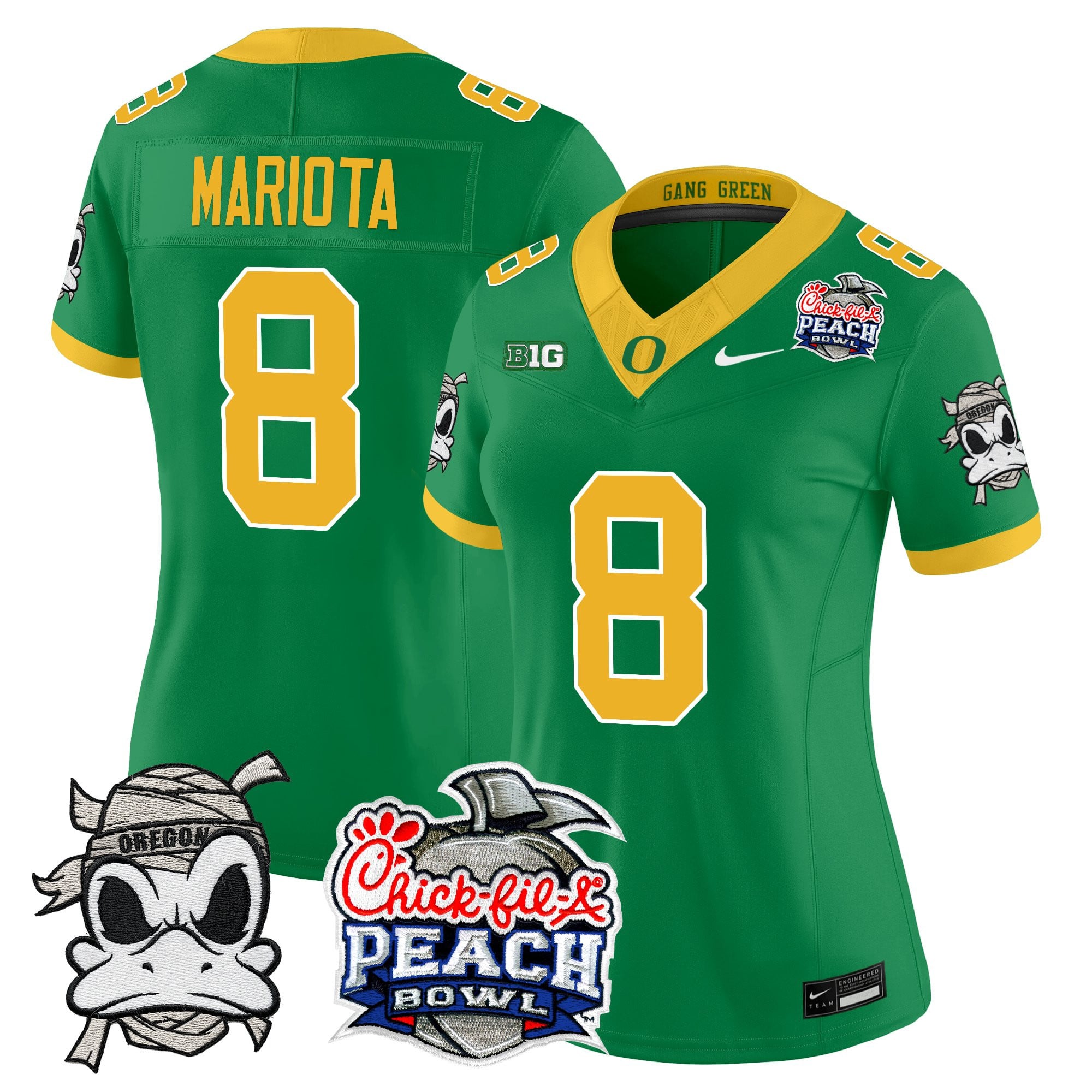Women's Oregon Ducks "Mummy Duck" Vapor Limited Jersey - 2026 Peach Bowl Patch - All Stitched