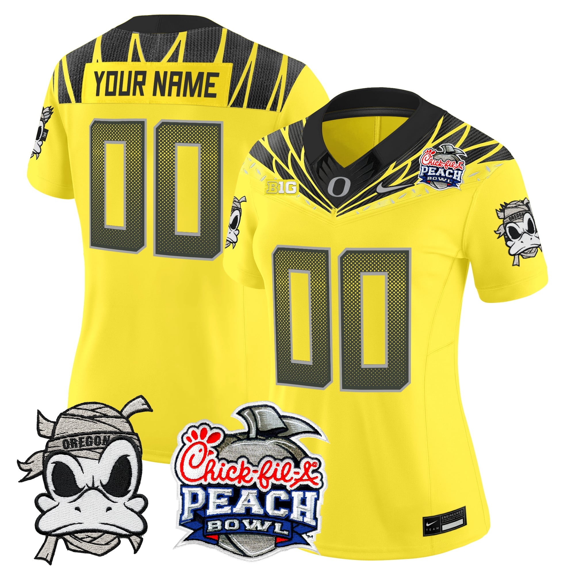Oregon Ducks "Mummy Duck" Vapor Limited Custom Jersey - 2026 Peach Bowl Patch - All Stitched