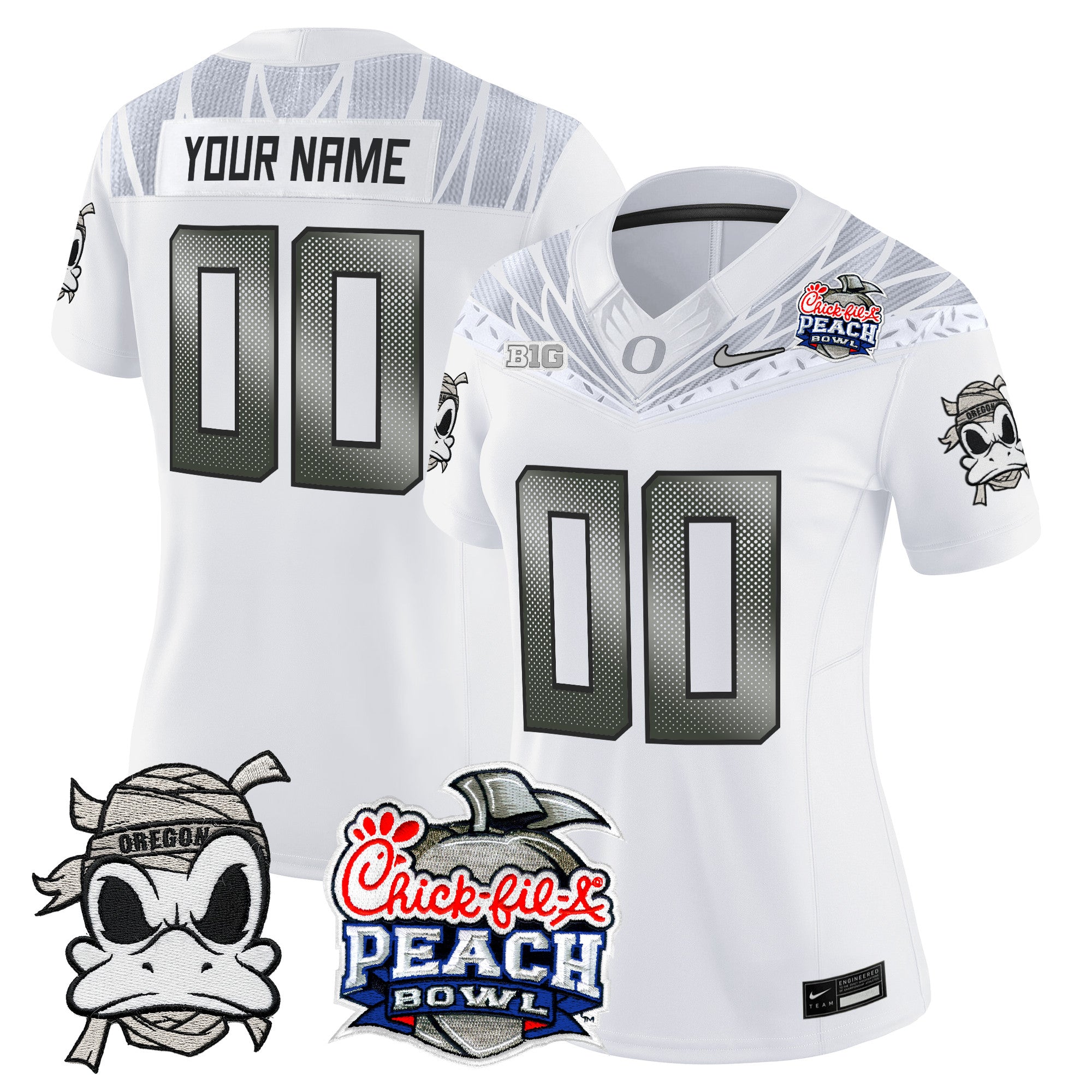 Oregon Ducks "Mummy Duck" Vapor Limited Custom Jersey - 2026 Peach Bowl Patch - All Stitched