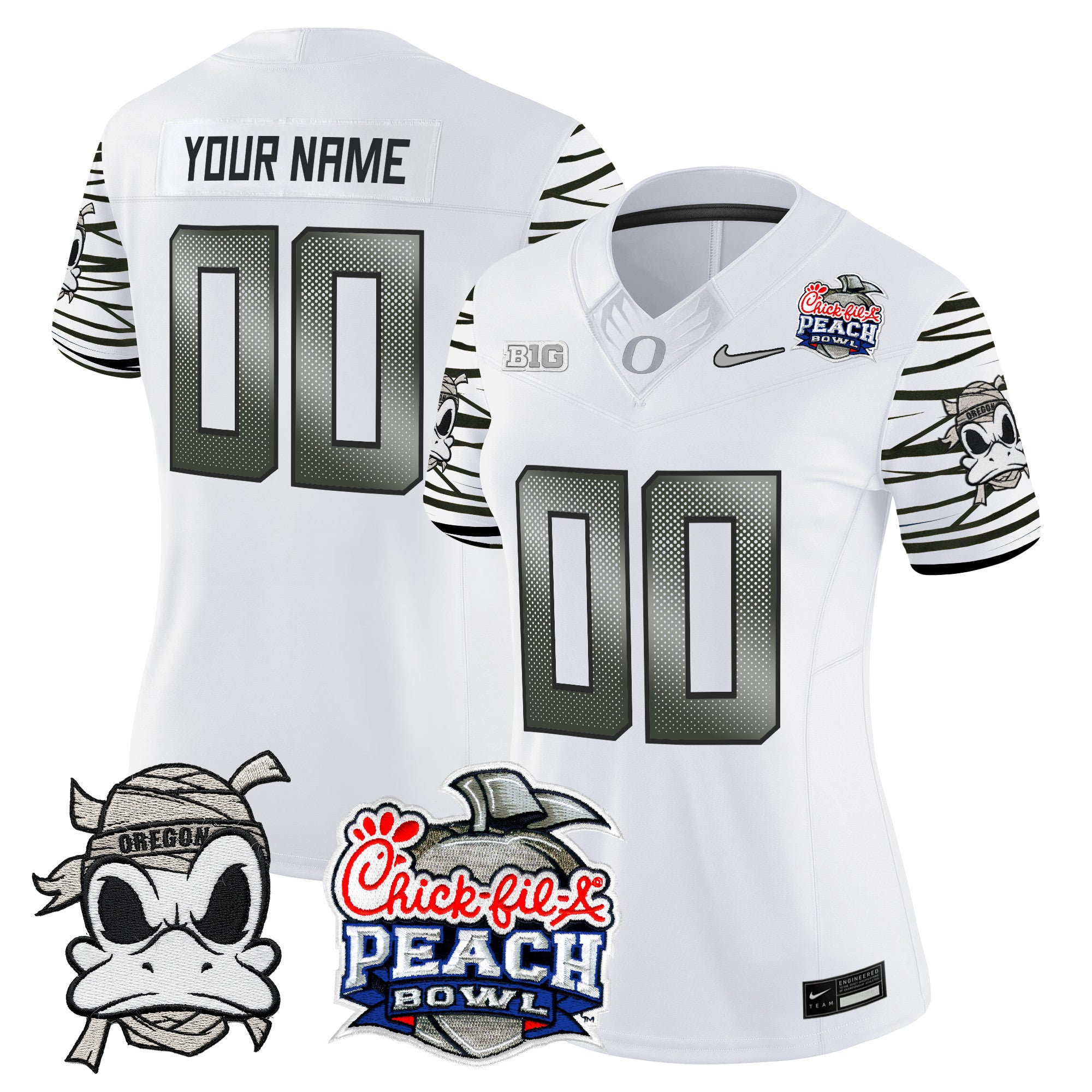 Oregon Ducks "Mummy Duck" Vapor Limited Custom Jersey - 2026 Peach Bowl Patch - All Stitched