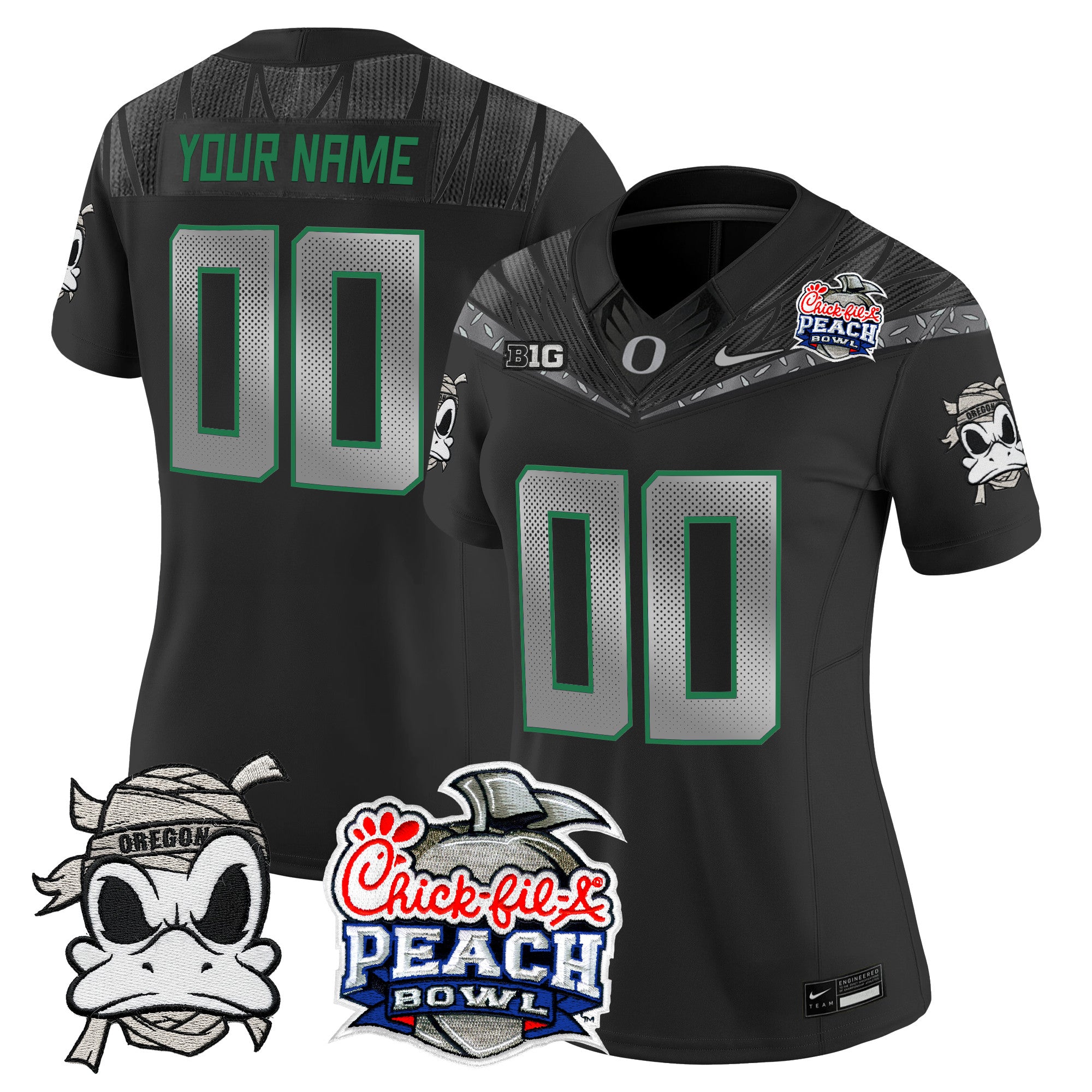 Oregon Ducks "Mummy Duck" Vapor Limited Custom Jersey - 2026 Peach Bowl Patch - All Stitched