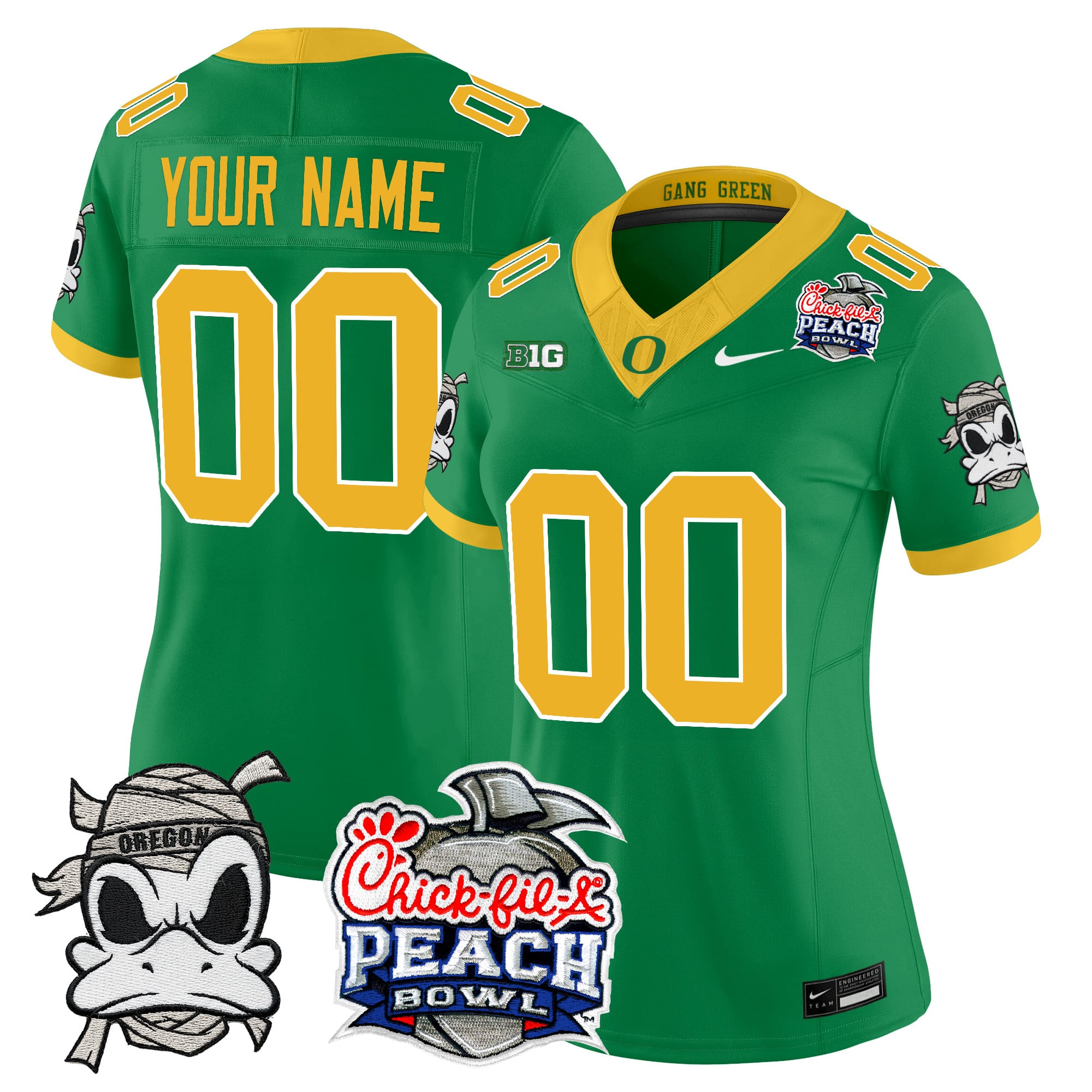 Oregon Ducks "Mummy Duck" Vapor Limited Custom Jersey - 2026 Peach Bowl Patch - All Stitched