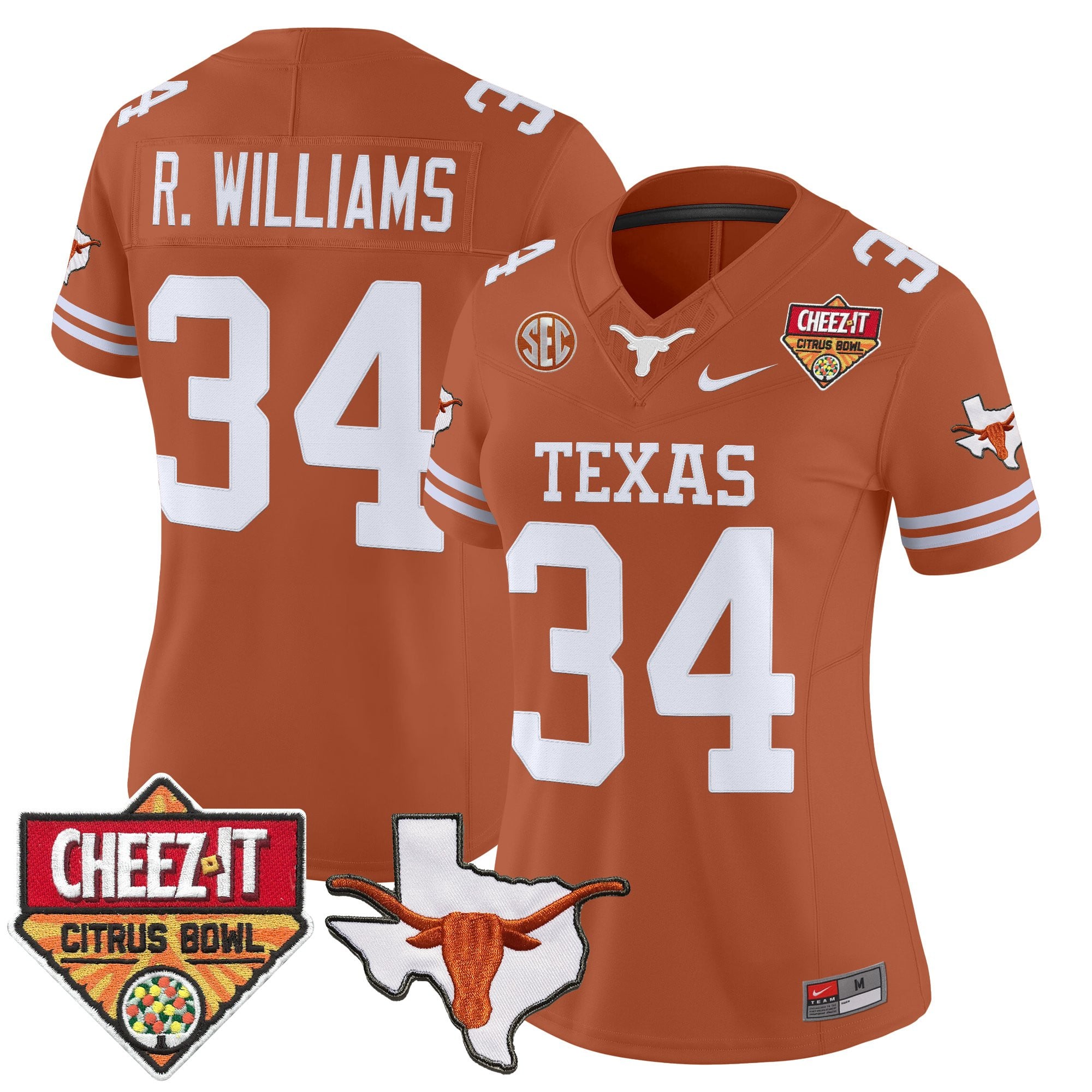 Women's Texas Longhorns 2025 Cheez-It Citrus Bowl Patch Vapor Limited Jersey - All Stitched