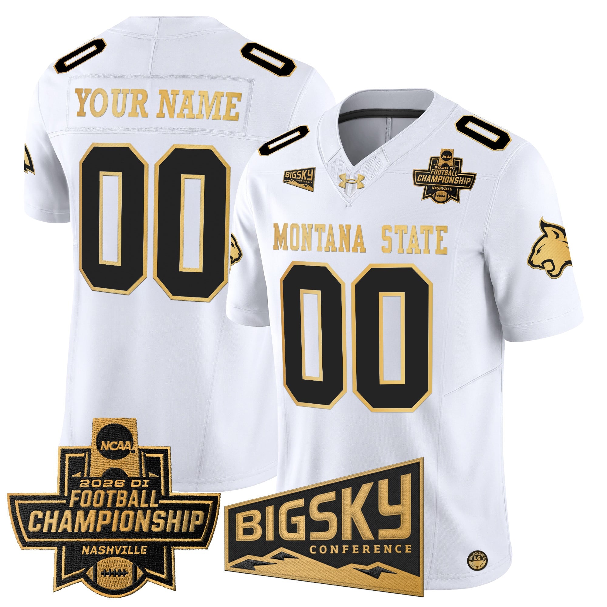 Montana State Bobcats 2026 Football Championship Gold Vapor Limited Custom Jersey - All Stitched