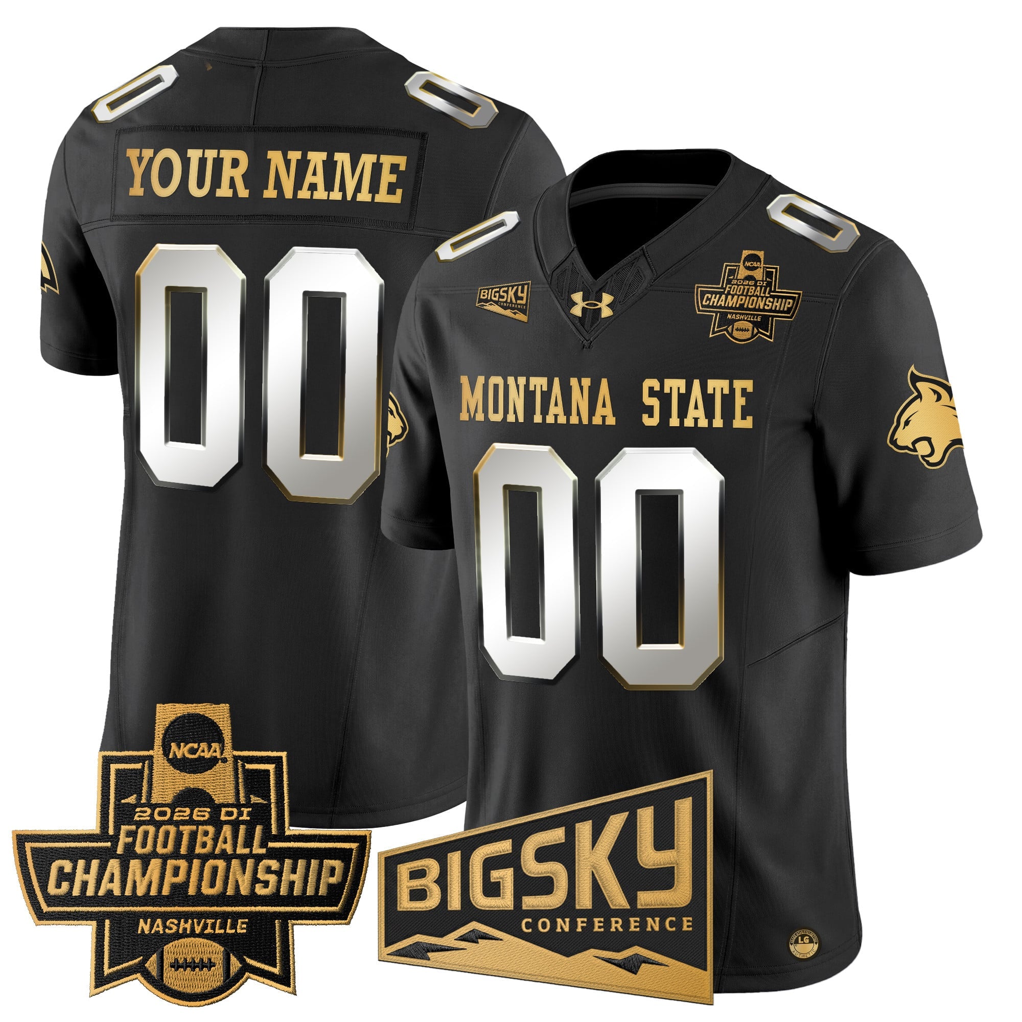 Montana State Bobcats 2026 Football Championship Gold Vapor Limited Custom Jersey - All Stitched