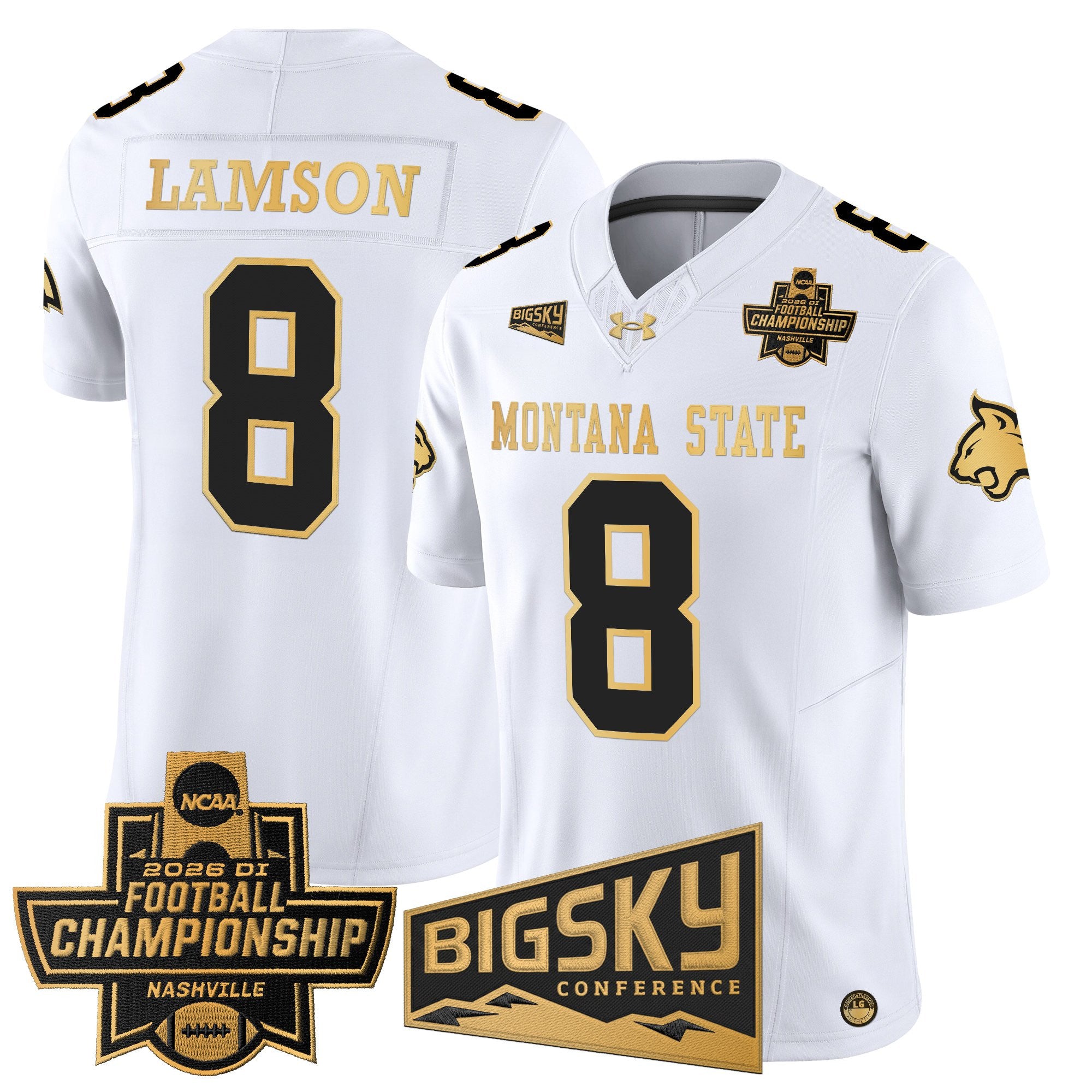 Men's Montana State Bobcats 2026 Football Championship Gold Vapor Limited Jersey - All Stitched