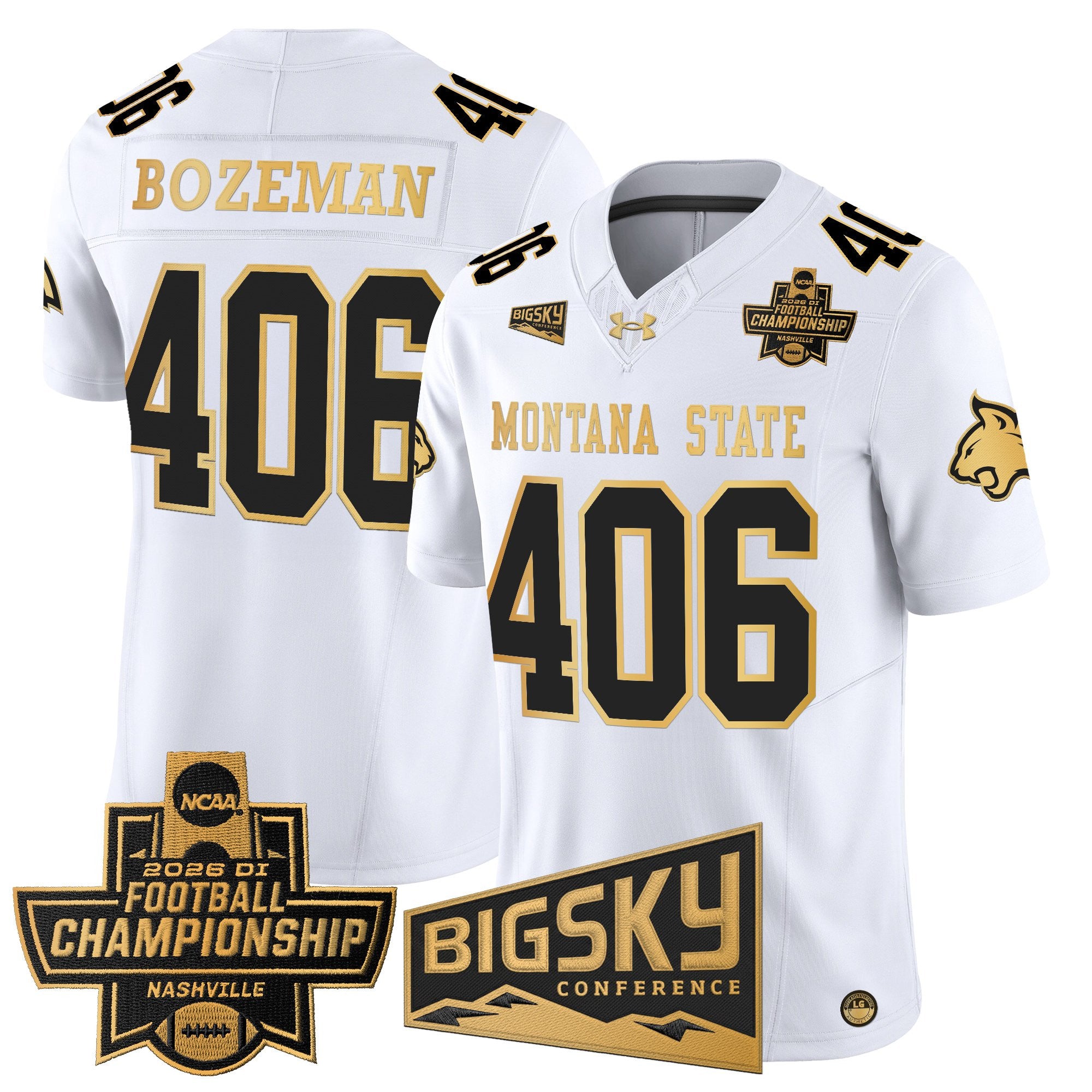Men's Montana State Bobcats 2026 Football Championship Gold Vapor Limited Jersey - All Stitched