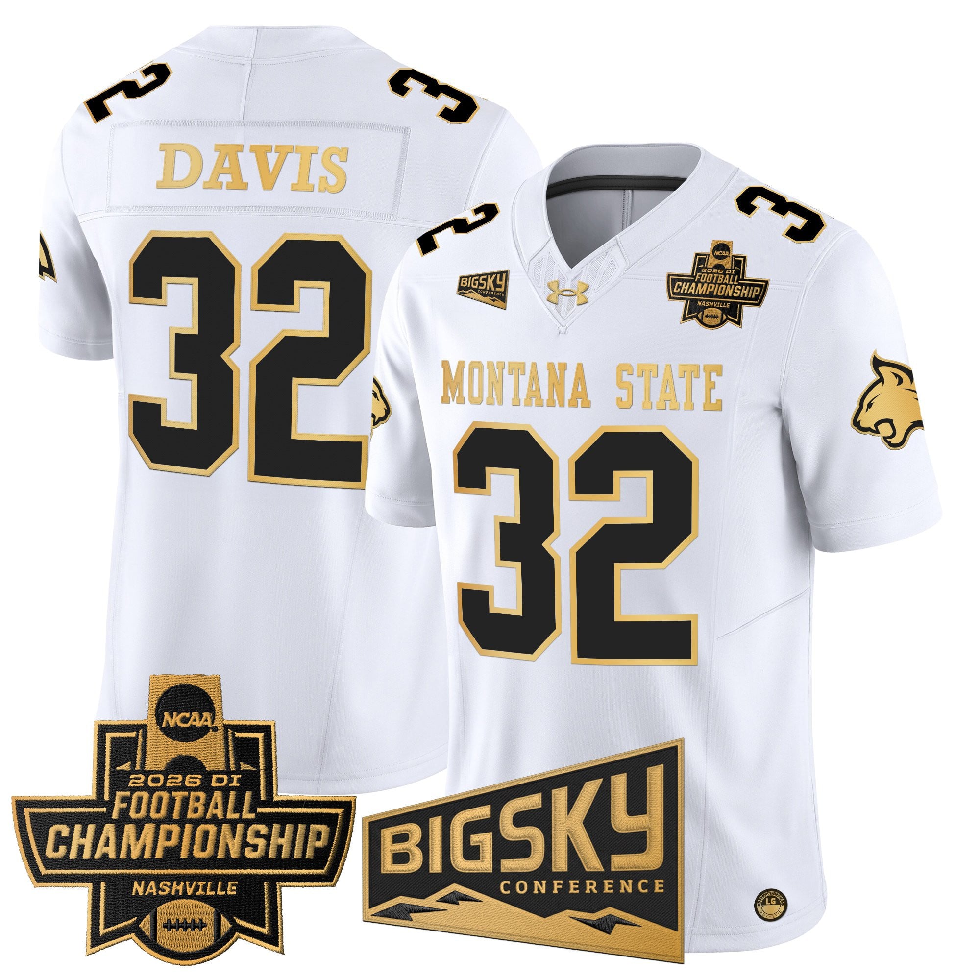 Men's Montana State Bobcats 2026 Football Championship Gold Vapor Limited Jersey - All Stitched