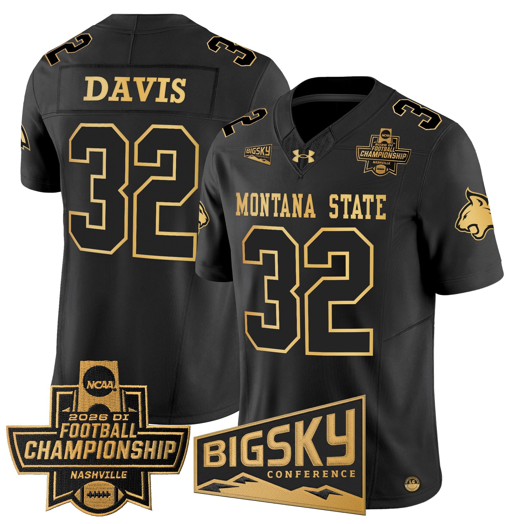 Men's Montana State Bobcats 2026 Football Championship Gold Vapor Limited Jersey - All Stitched