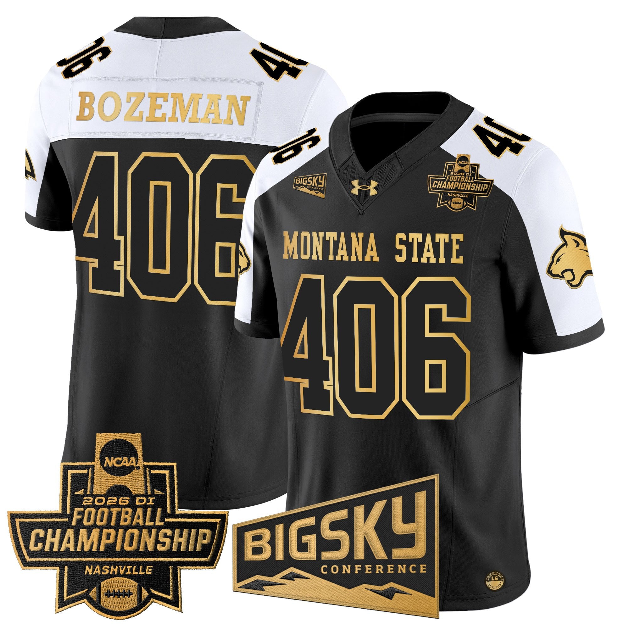 Men's Montana State Bobcats 2026 Football Championship Gold Vapor Limited Jersey - All Stitched