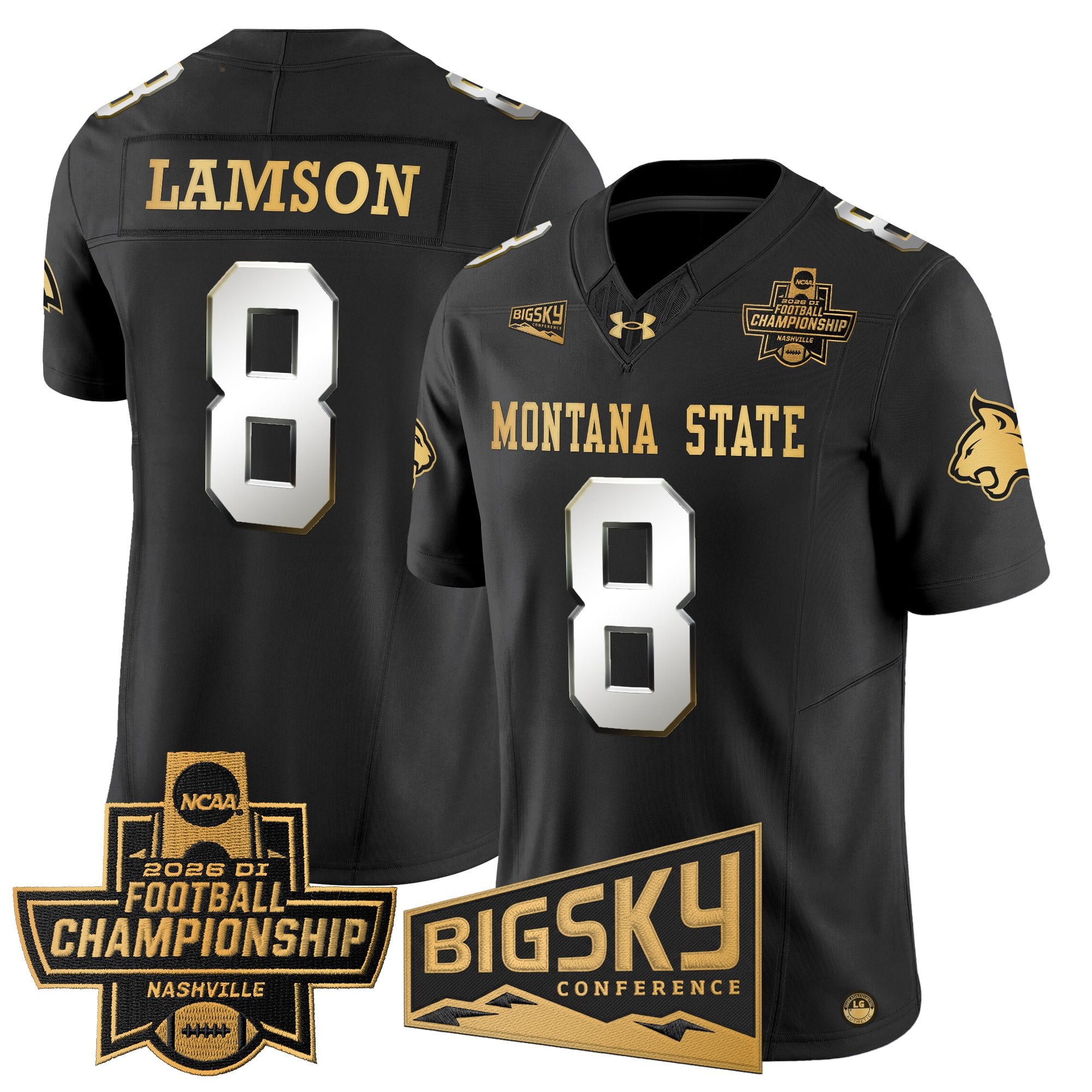 Men's Montana State Bobcats 2026 Football Championship Gold Vapor Limited Jersey - All Stitched