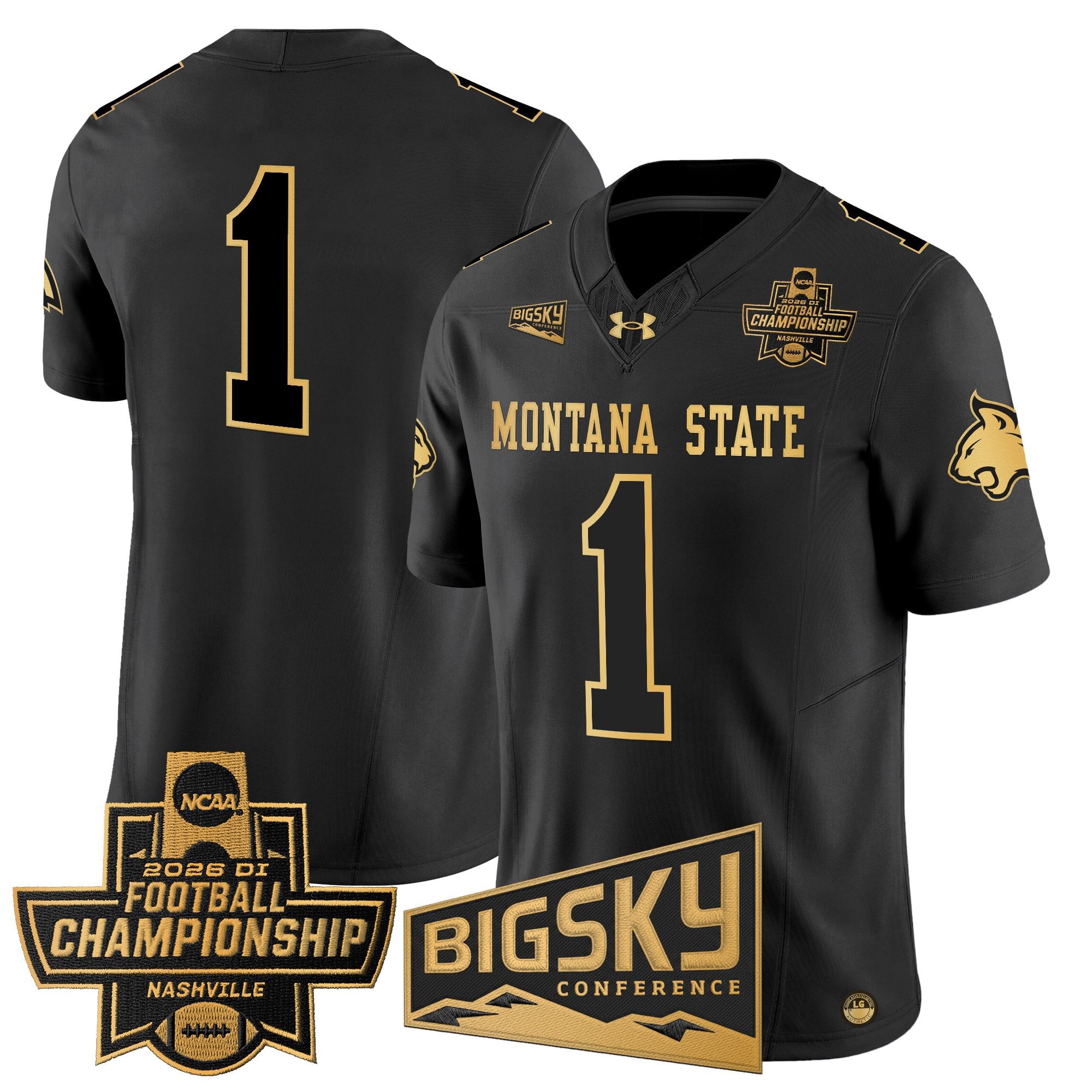 Men's Montana State Bobcats 2026 Football Championship Gold Vapor Limited Jersey - All Stitched