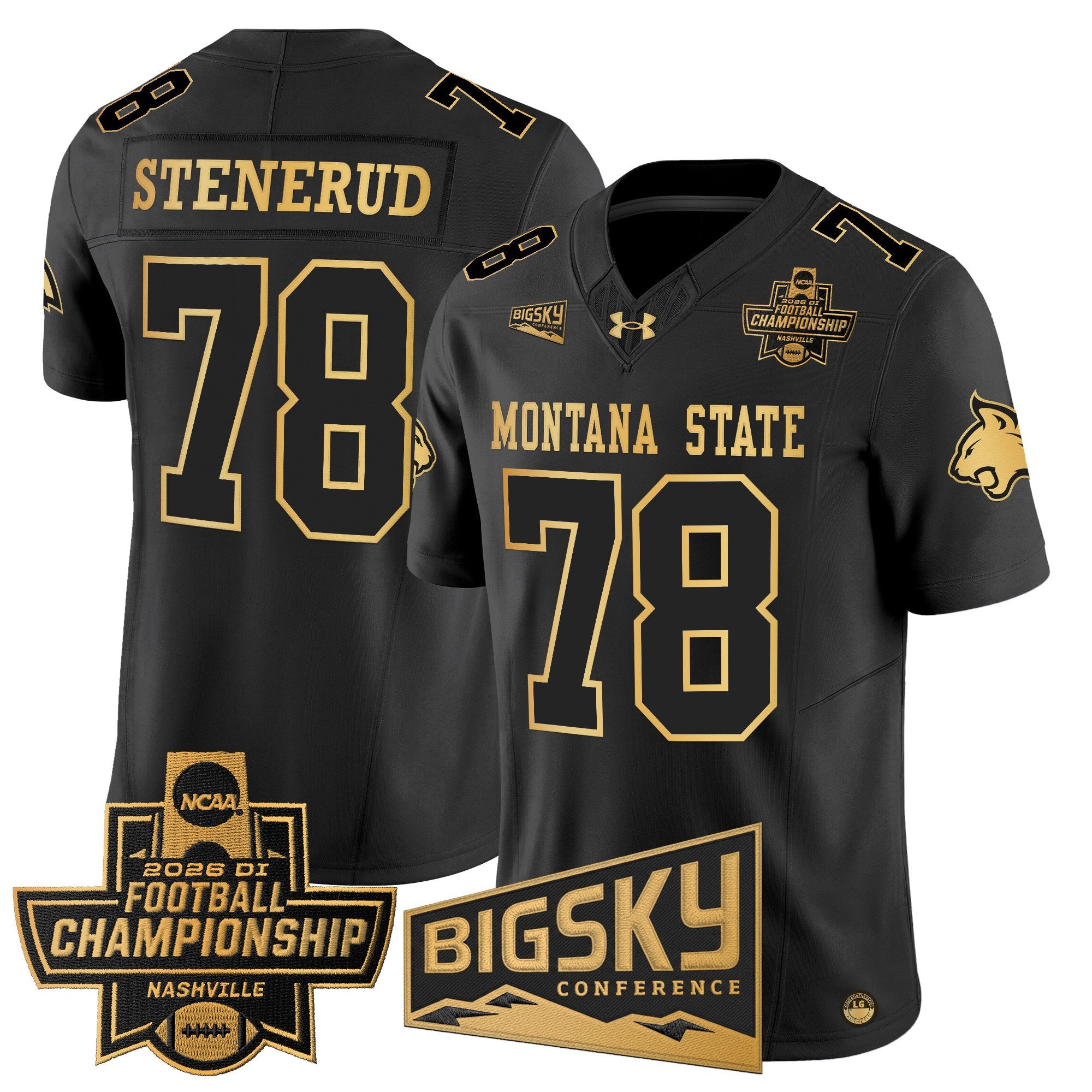 Men's Montana State Bobcats 2026 Football Championship Gold Vapor Limited Jersey - All Stitched