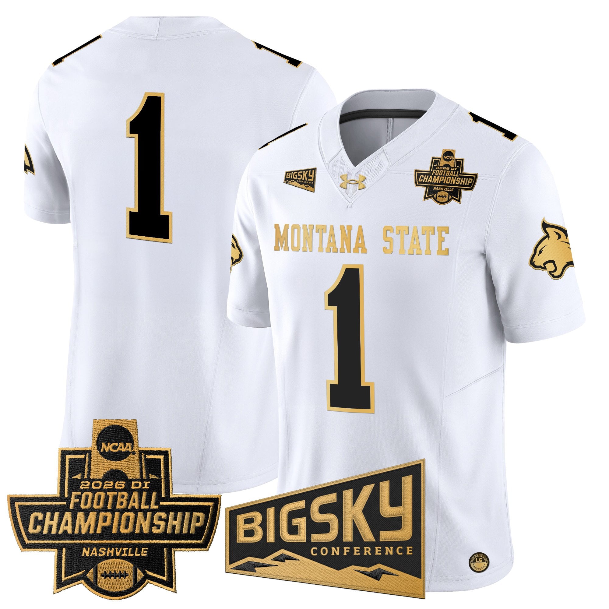 Men's Montana State Bobcats 2026 Football Championship Gold Vapor Limited Jersey - All Stitched