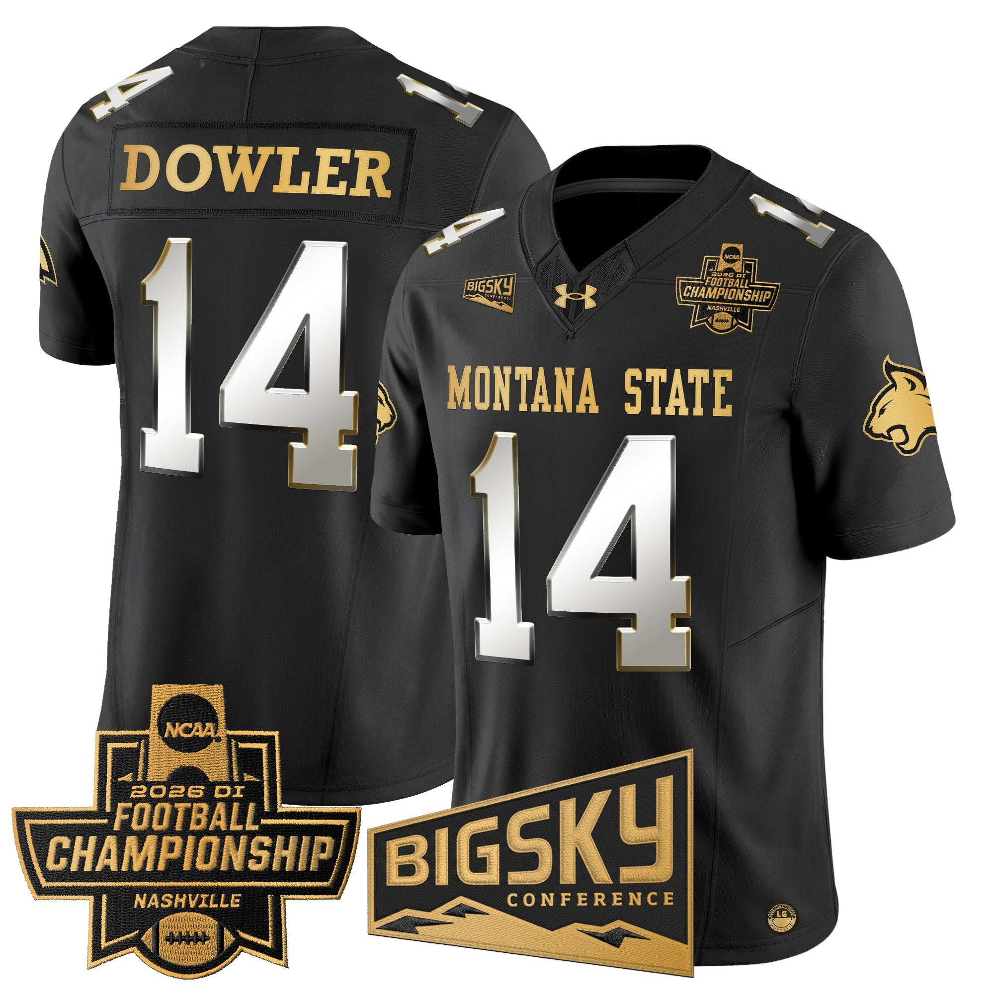 Men's Montana State Bobcats 2026 Football Championship Gold Vapor Limited Jersey - All Stitched